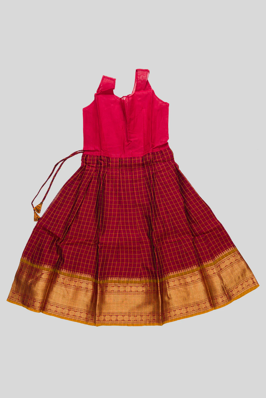 Mustard Readymade Cotton Pavadai Set  | Lehanga & Blouse - Image 5