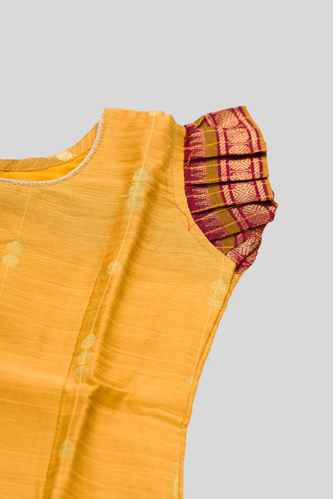 Mustard Readymade Cotton Pavadai Set  | Lehanga & Blouse - Image 7