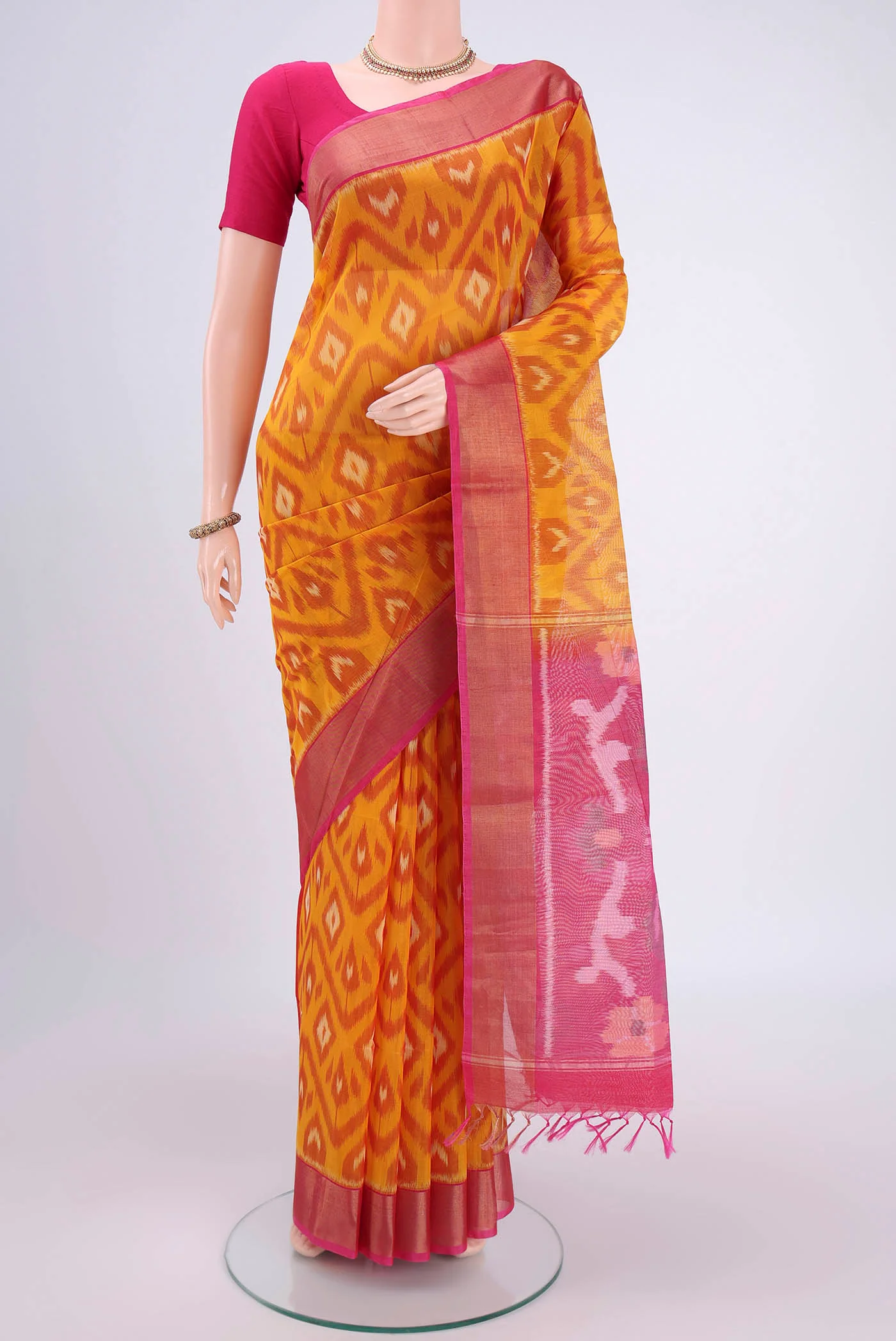 Yellow Silk Cotton Saree