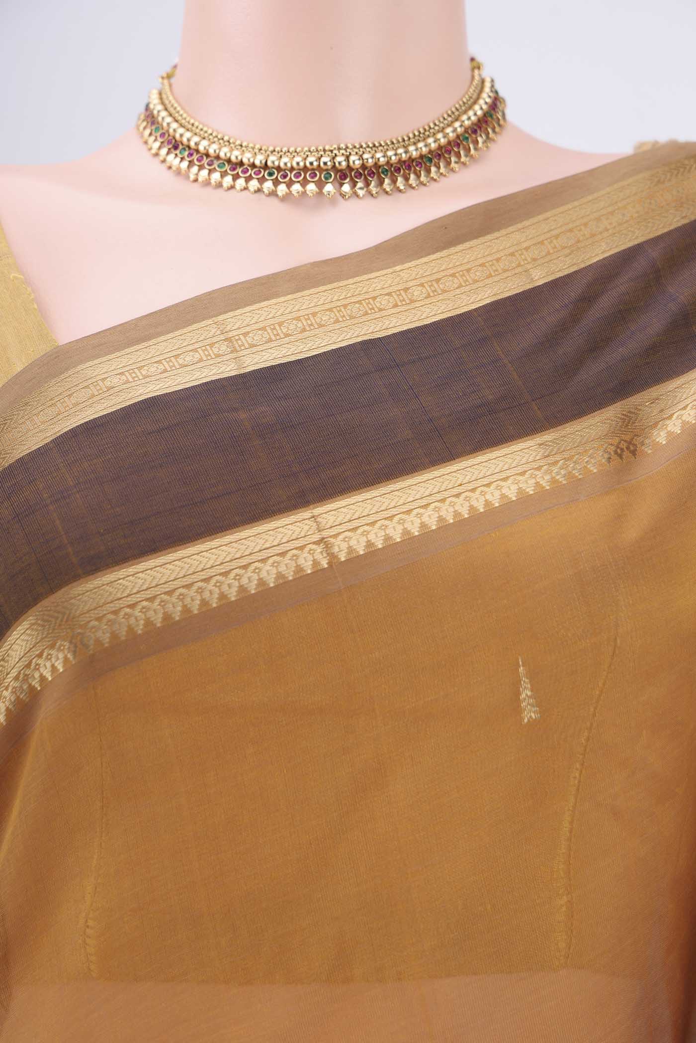 Mustard Silk Cotton Saree - Image 2