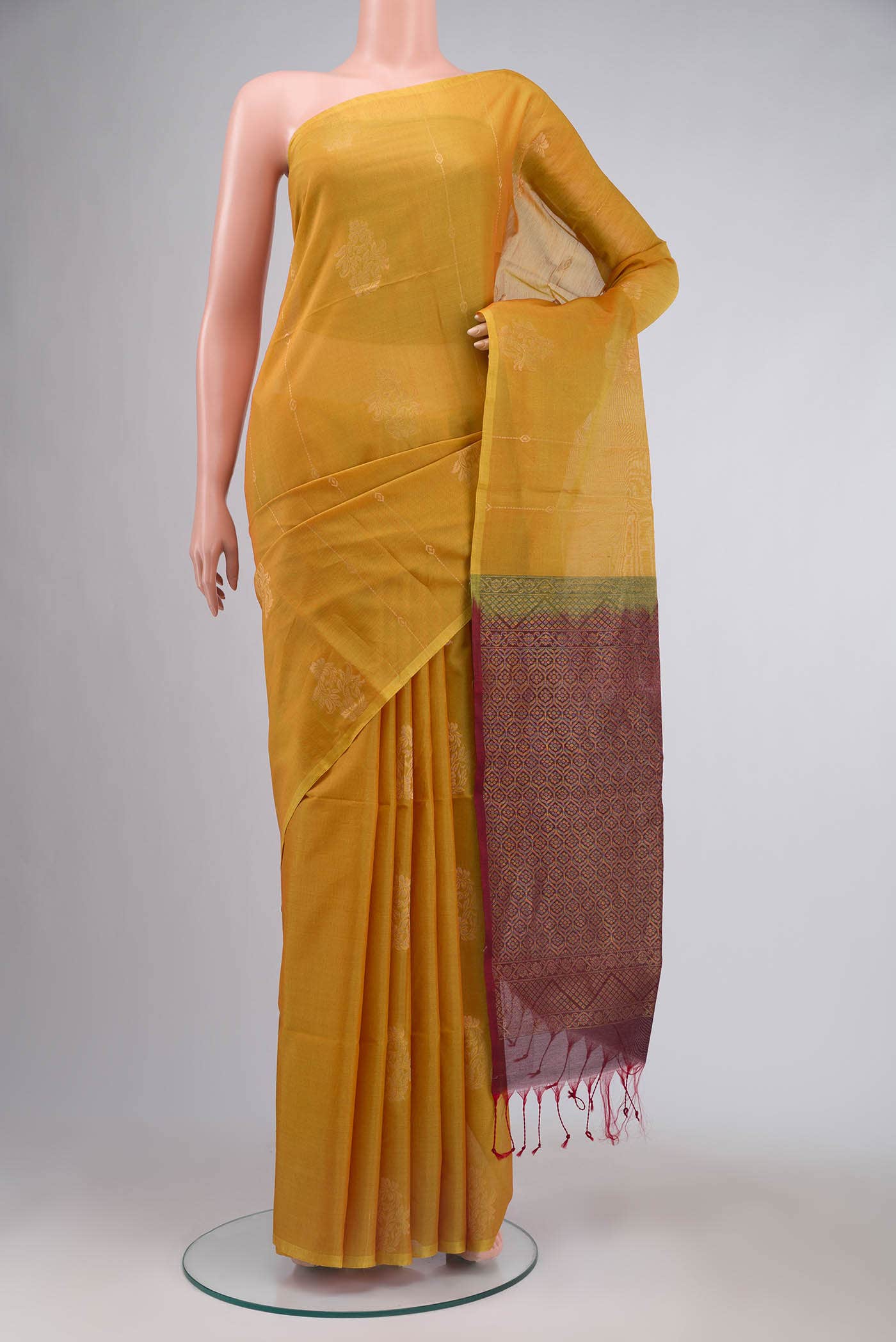 Mustard Silk Cotton Saree