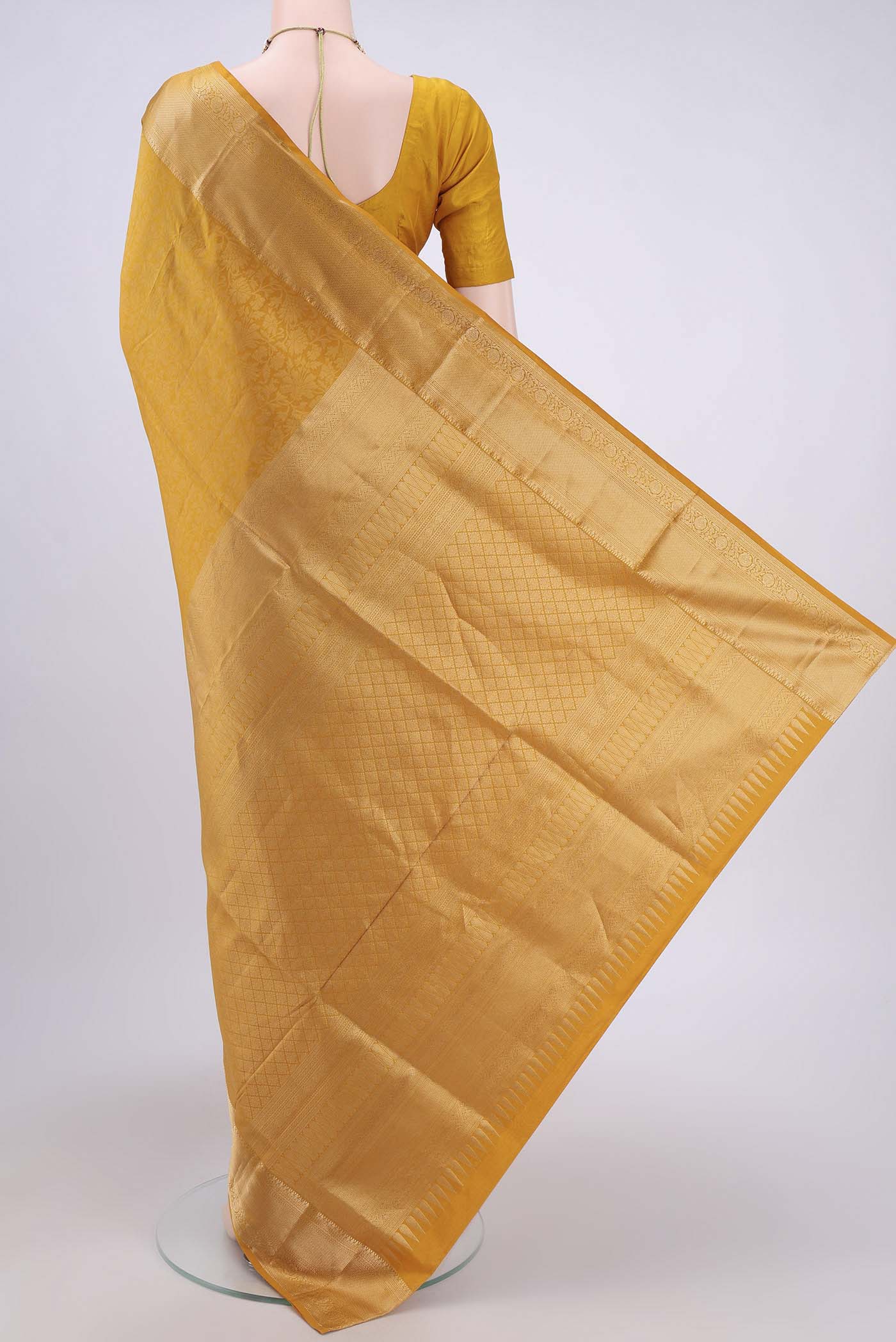 Mustard Soft Silk Saree - Image 3