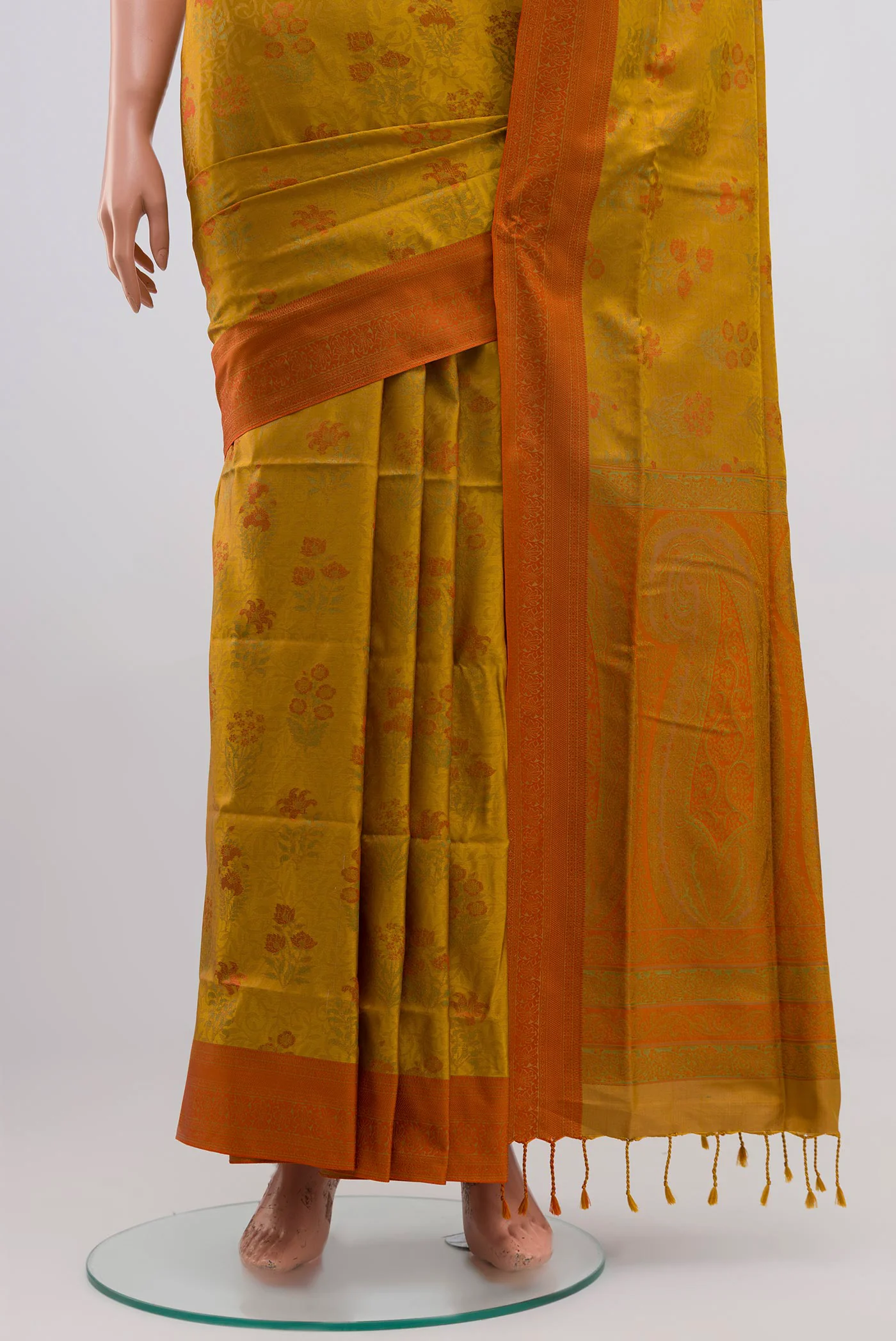 Mustard Soft Silk Saree - Image 3