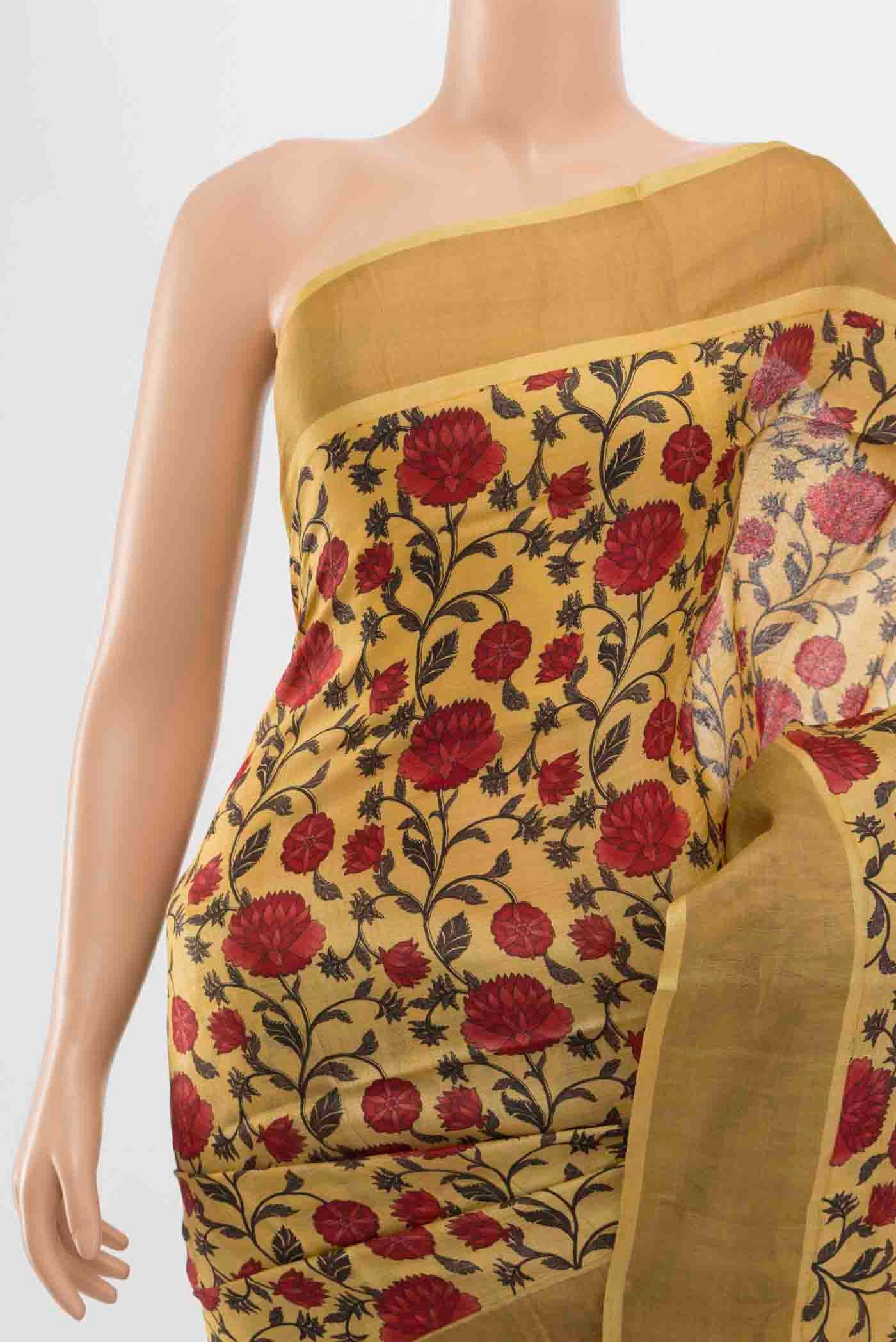 Mustard Tussar Saree - Image 2