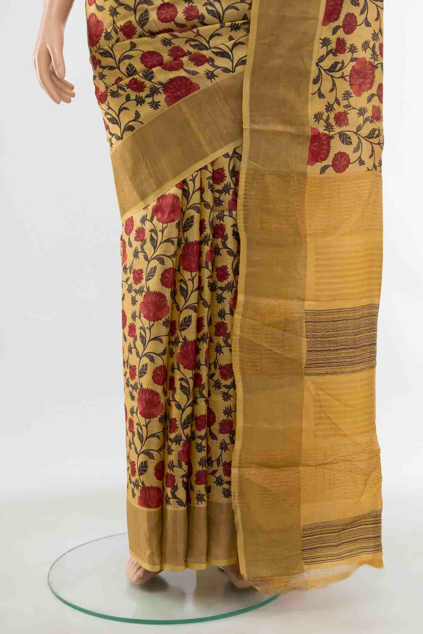 Mustard Tussar Saree - Image 3