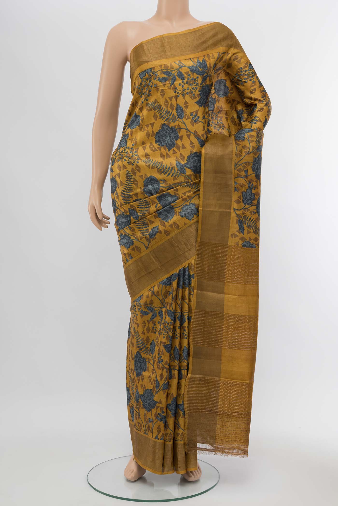 Mustard Tussar Silk Saree