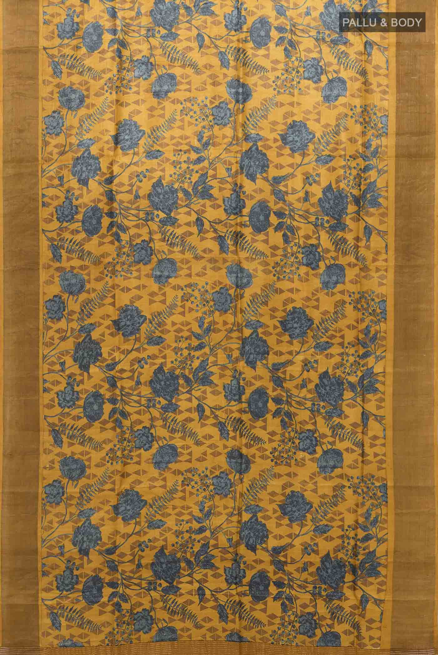 Mustard Tussar Silk Saree - Image 5