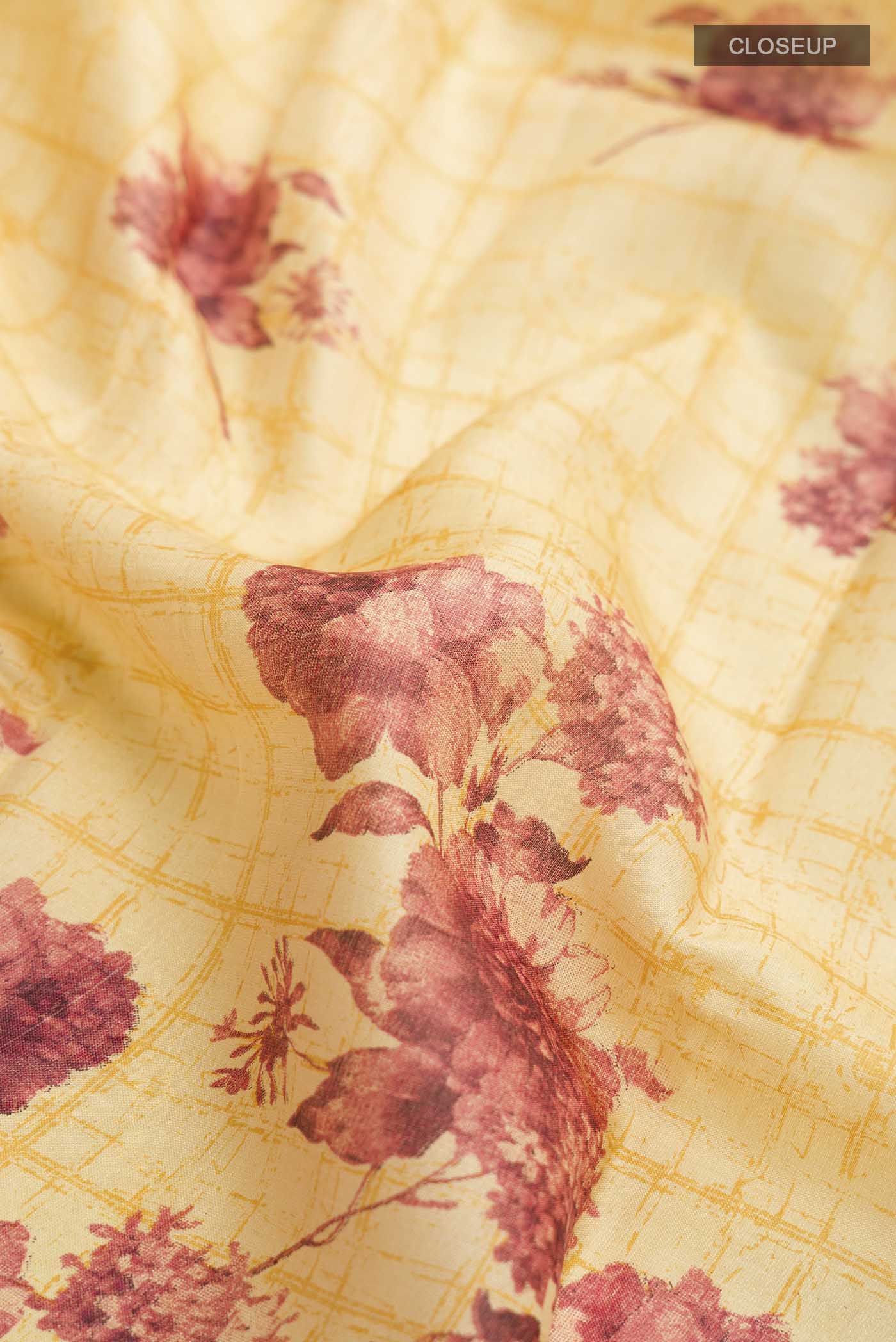 Mustard Tussar Silk Saree - Image 2