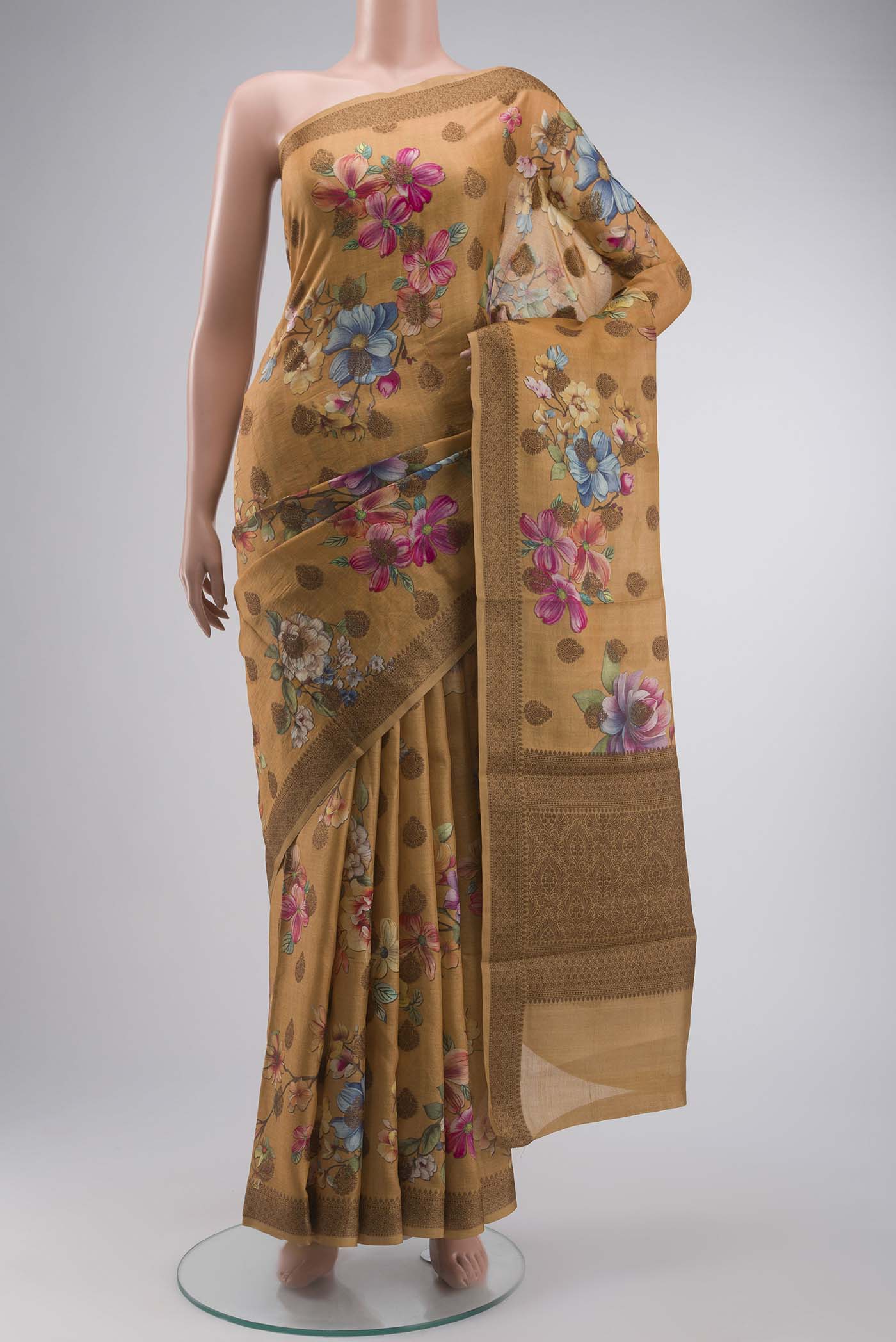 Brown Banarasi Tussar Silk Saree