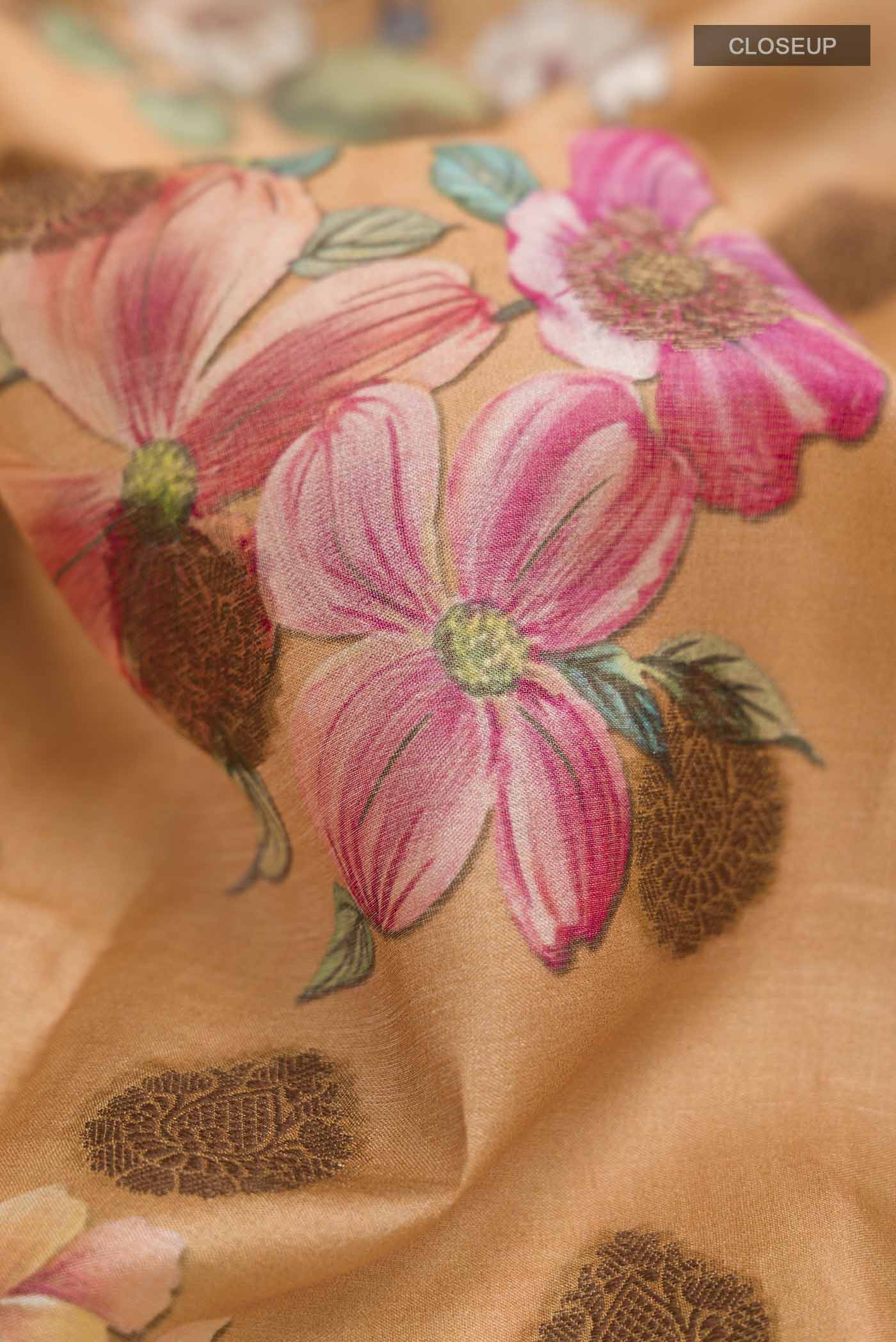 Brown Banarasi Tussar Silk Saree - Image 2