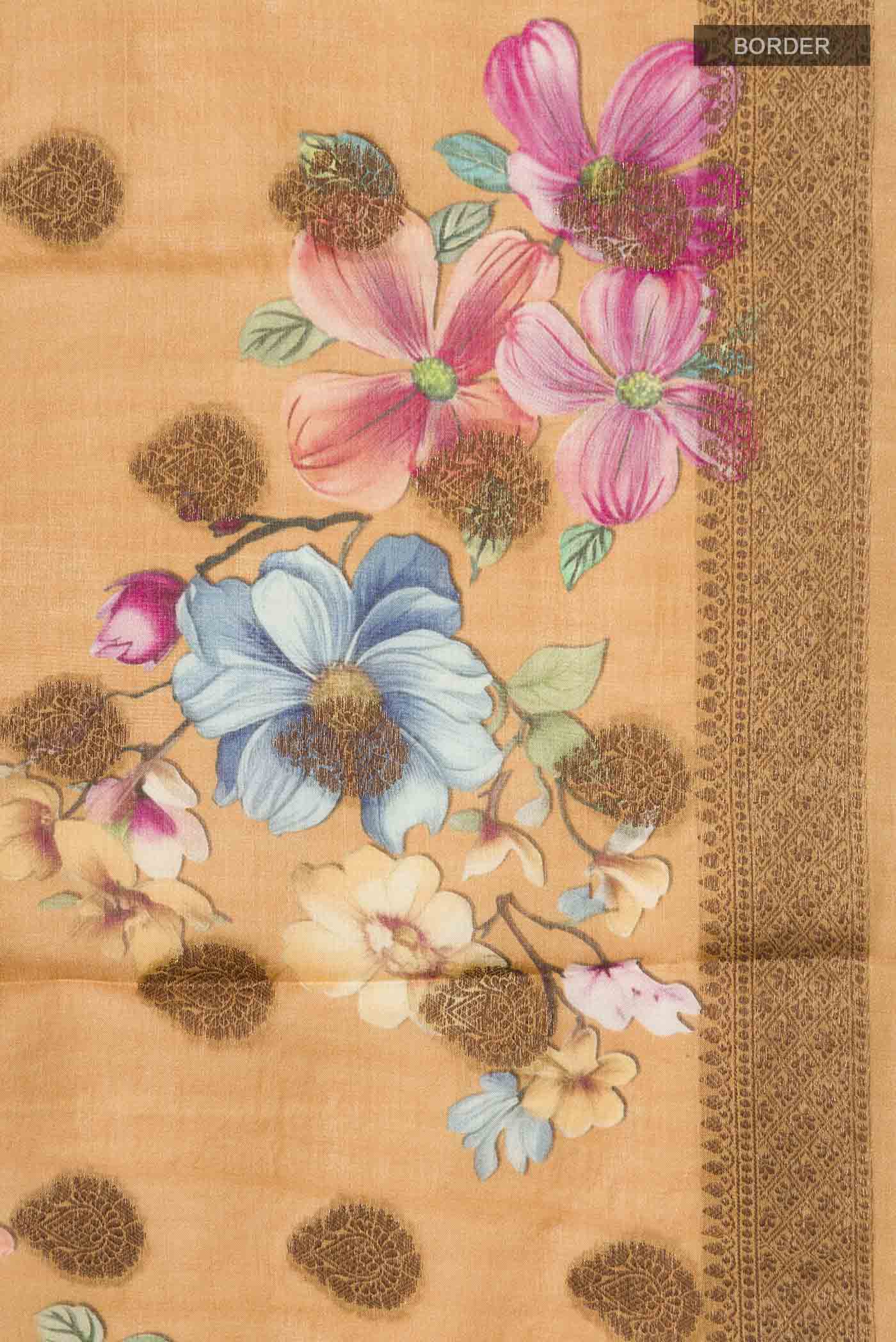 Brown Banarasi Tussar Silk Saree - Image 3