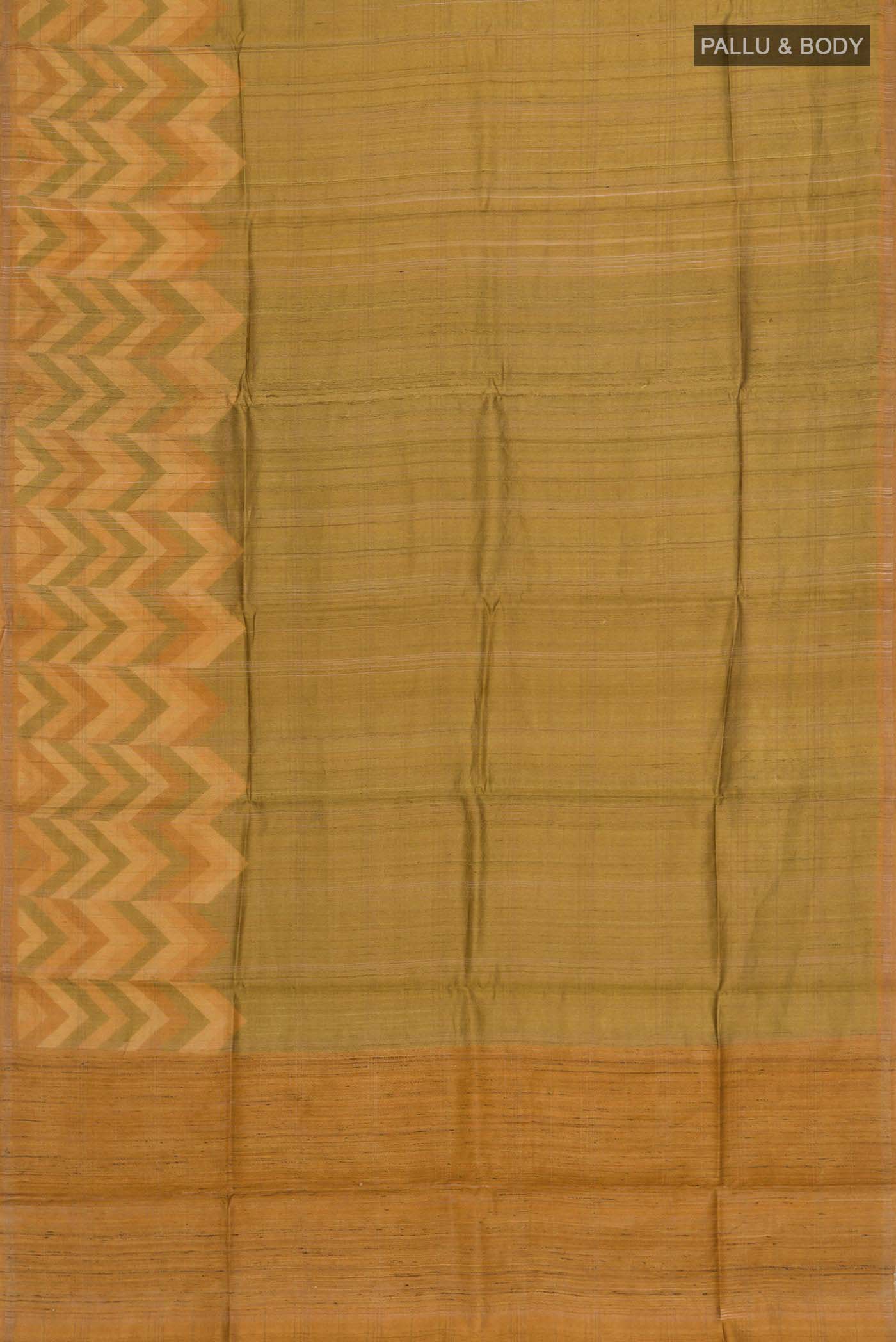 Mustard Tussar Silk Saree - Image 5