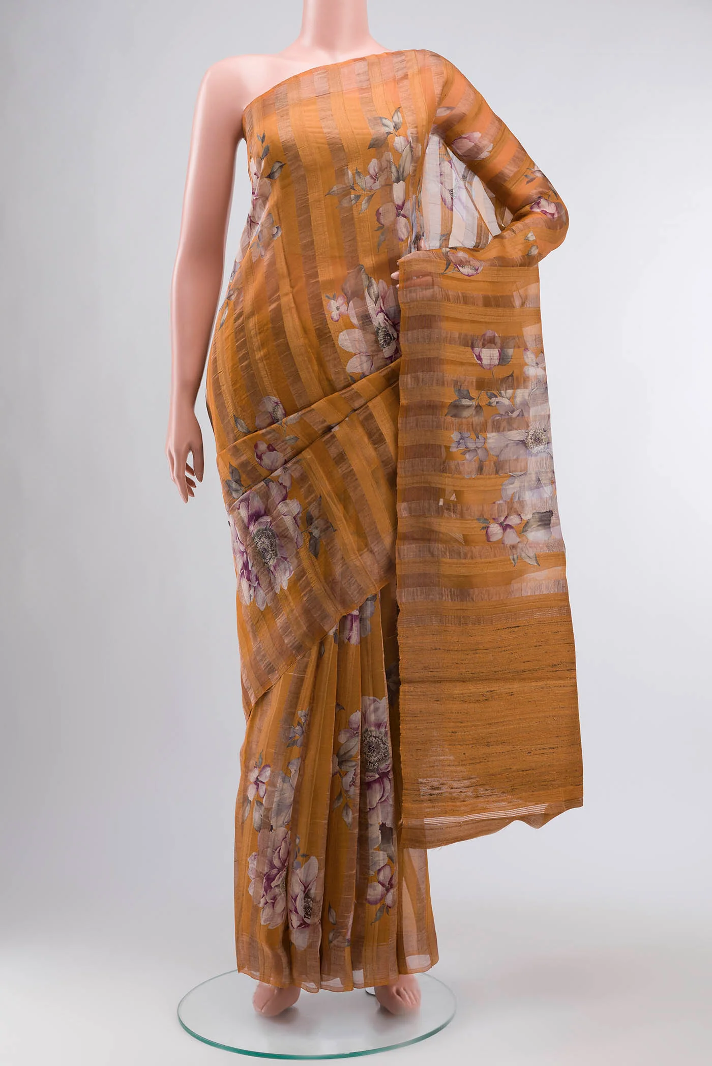 Mustard Tussar Silk Saree