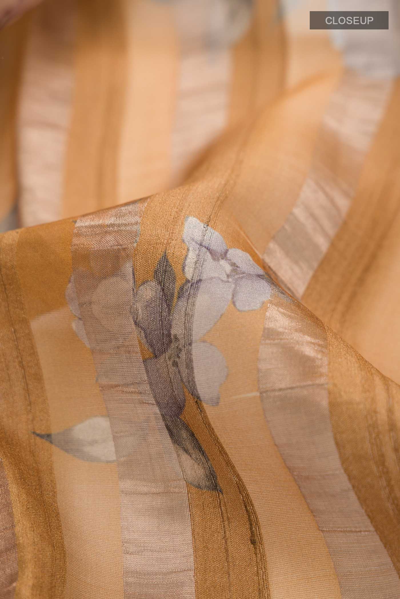 Mustard Tussar Silk Saree - Image 2