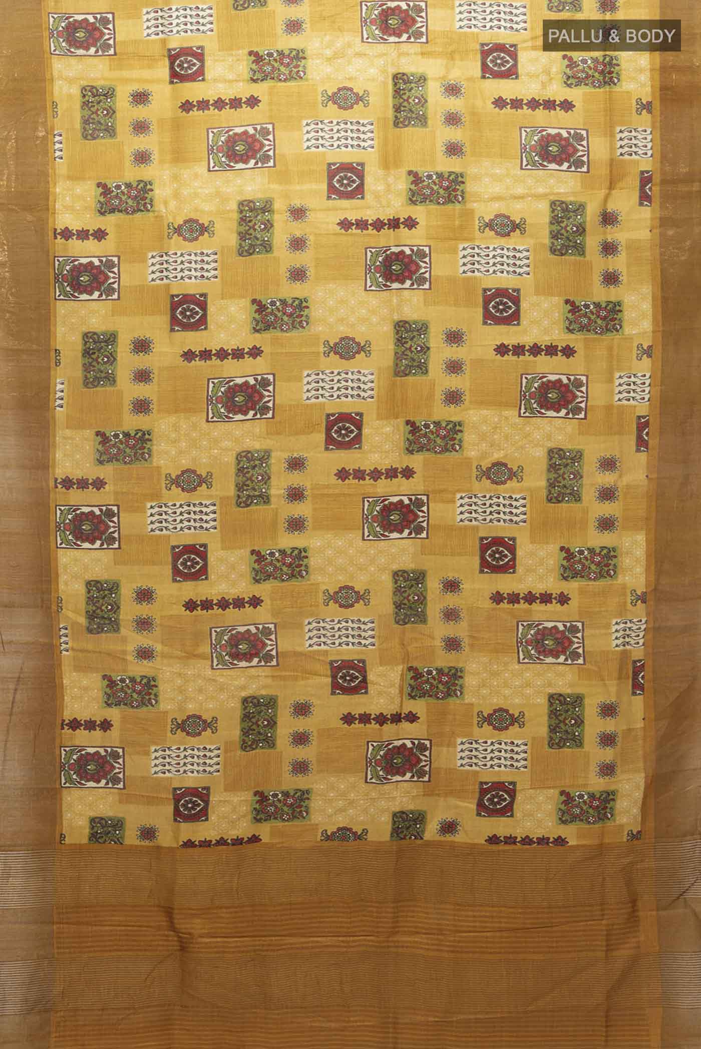 Mustard Tussar Silk Saree - Image 5