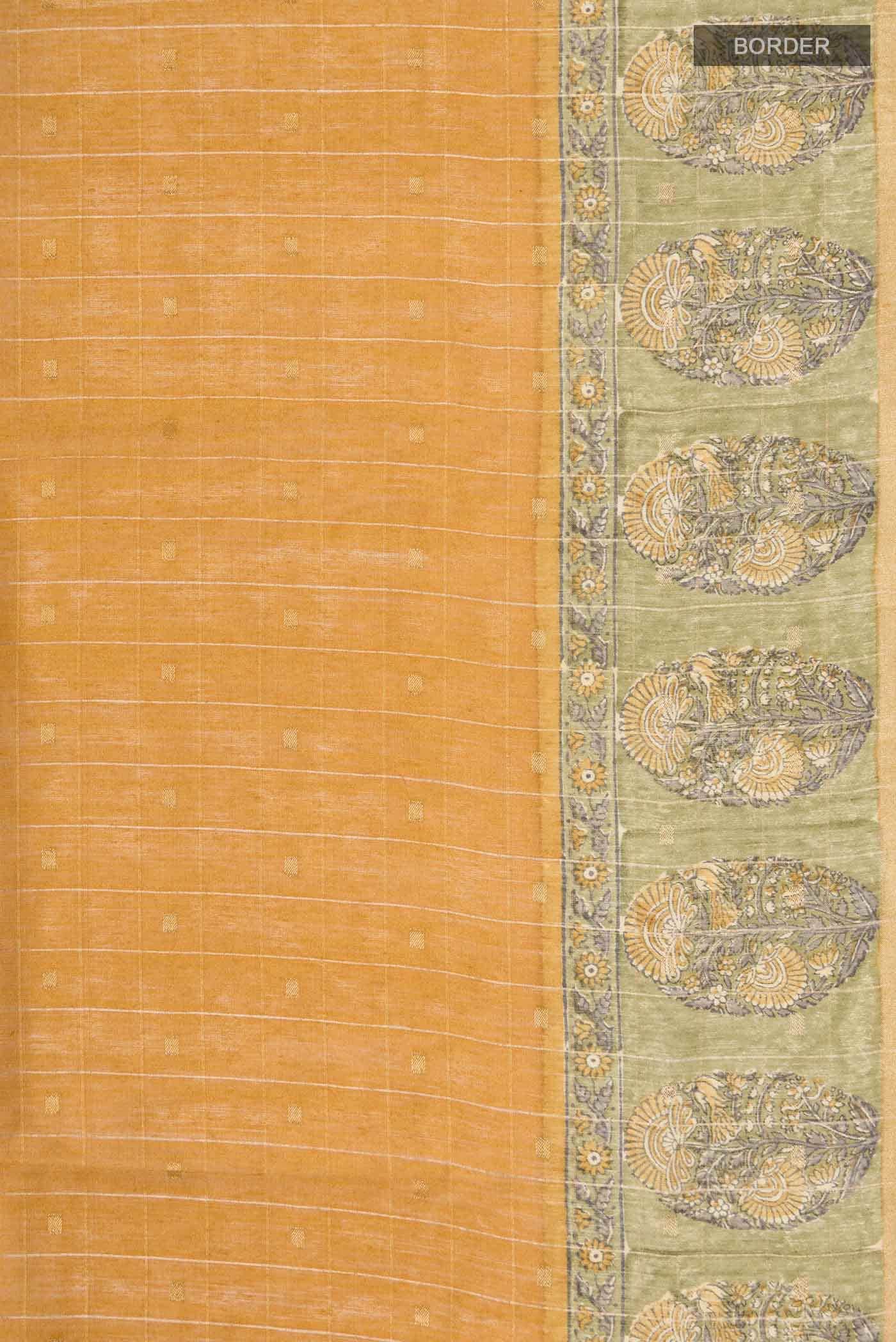 Mustard Tussar Silk Saree - Image 4