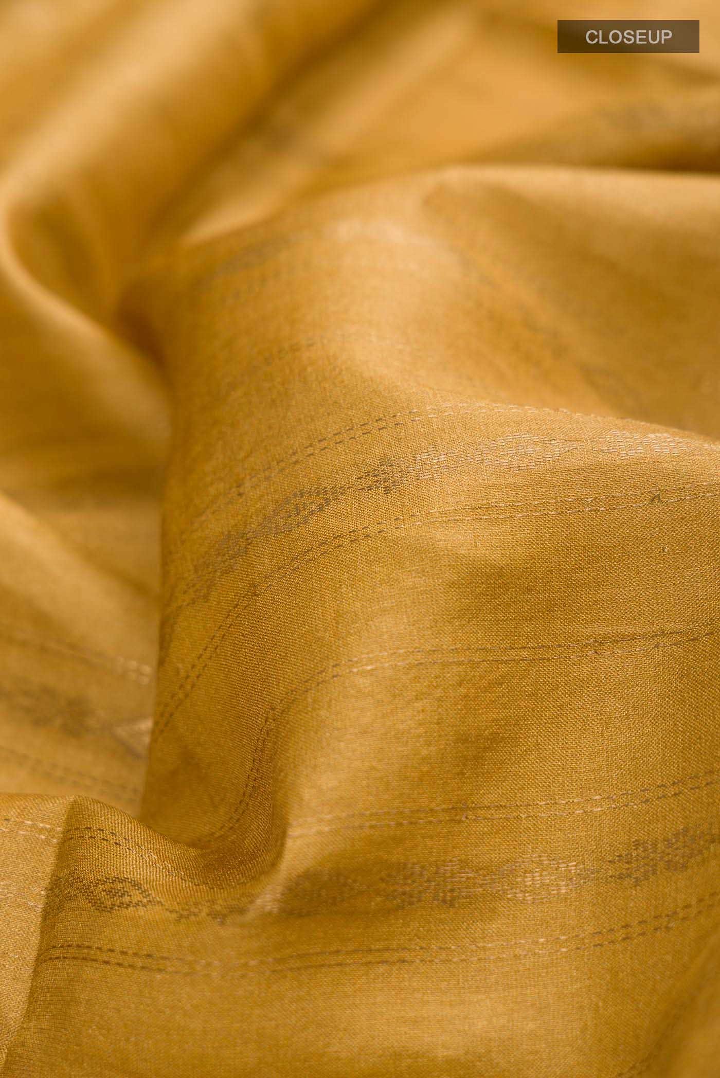Mustard Tussar Silk Saree - Image 2