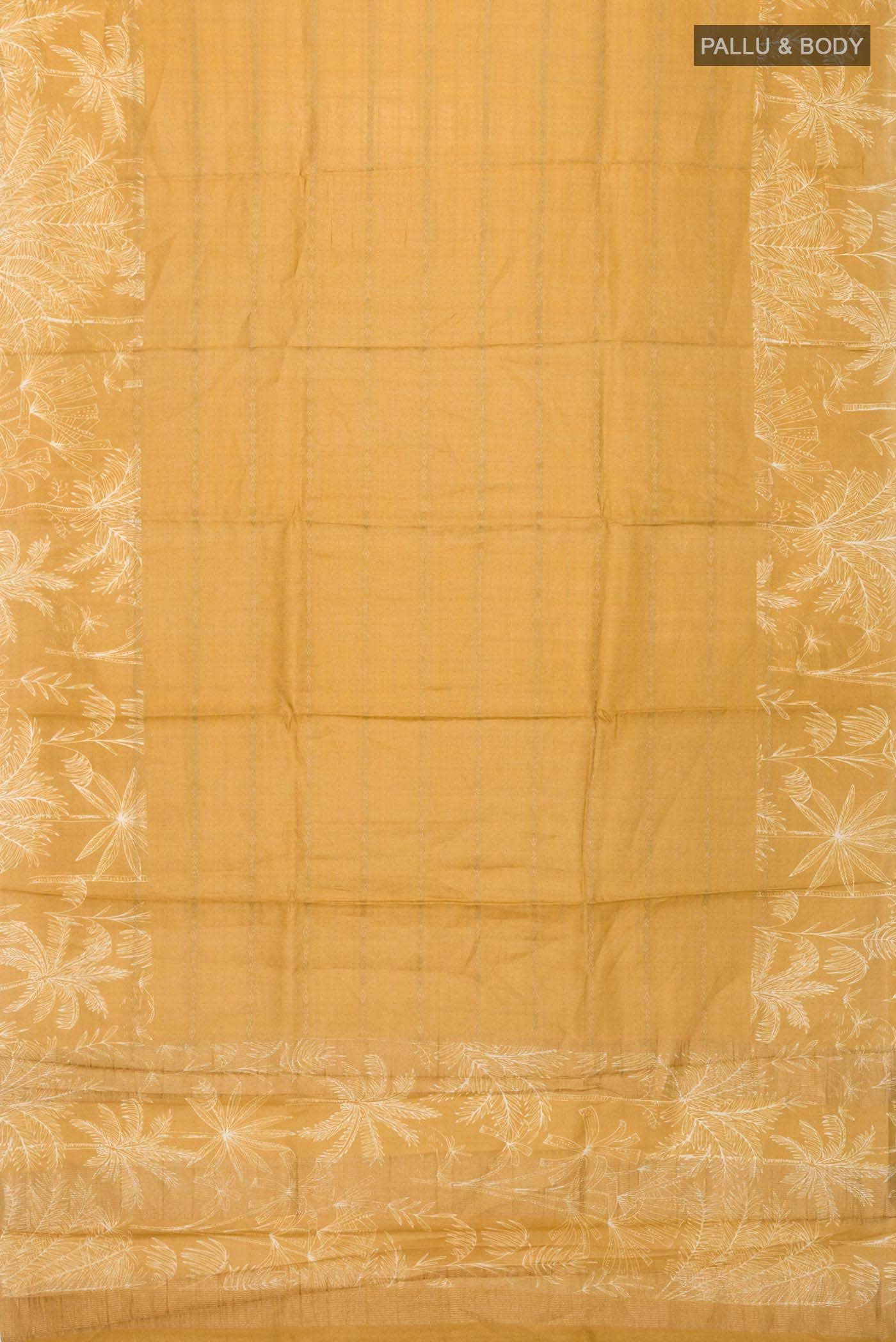 Mustard Tussar Silk Saree - Image 3