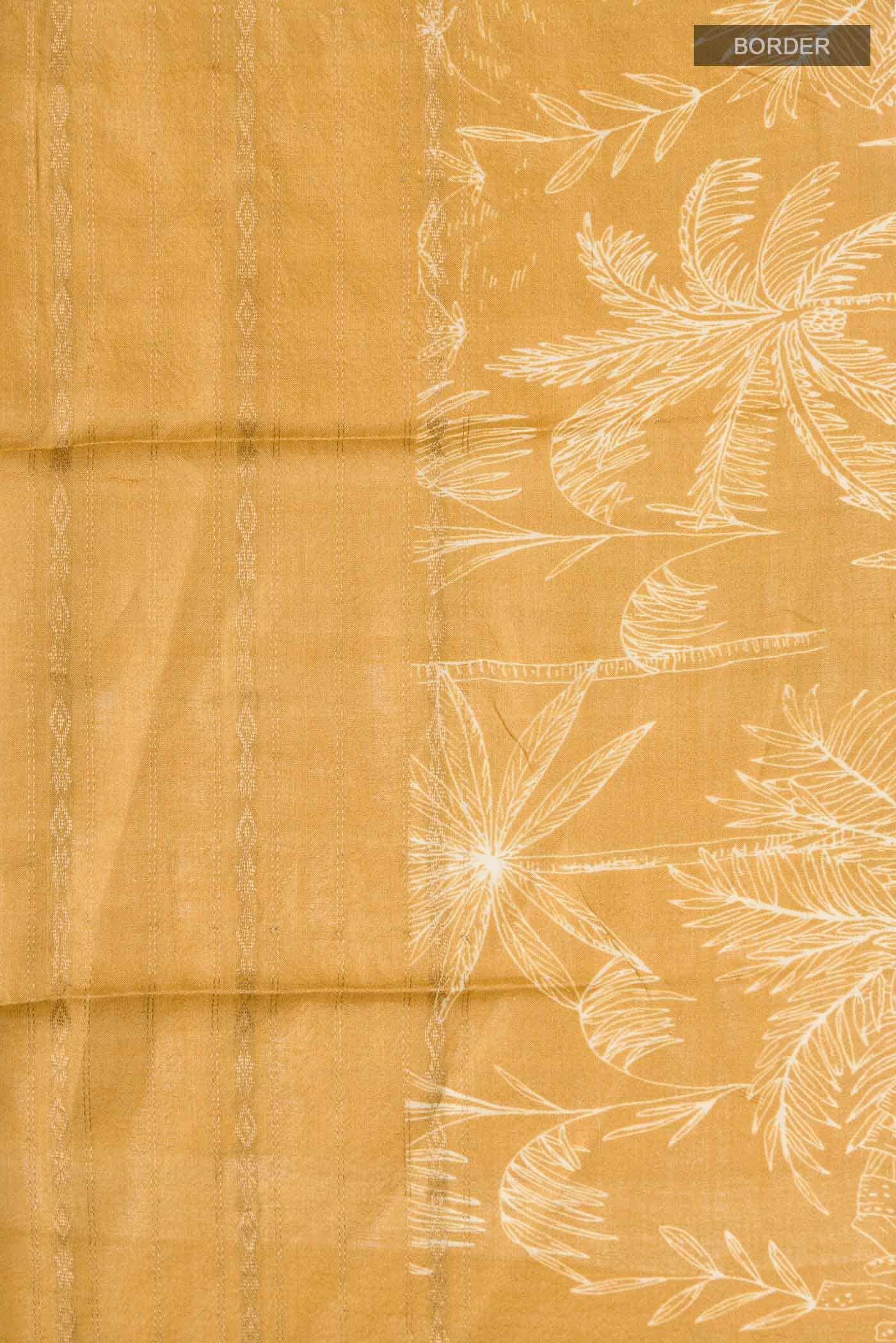 Mustard Tussar Silk Saree - Image 4