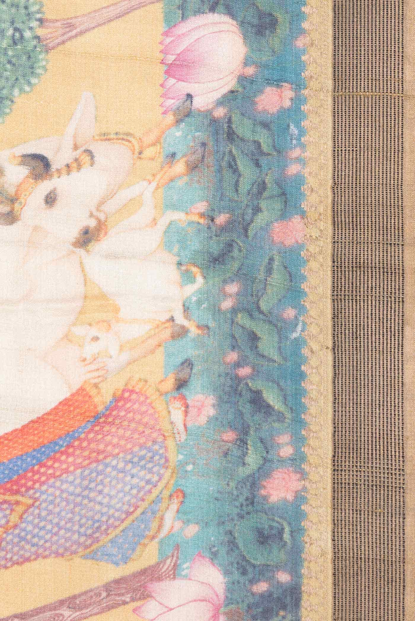 Mustard Tussar Silk Saree - Image 3
