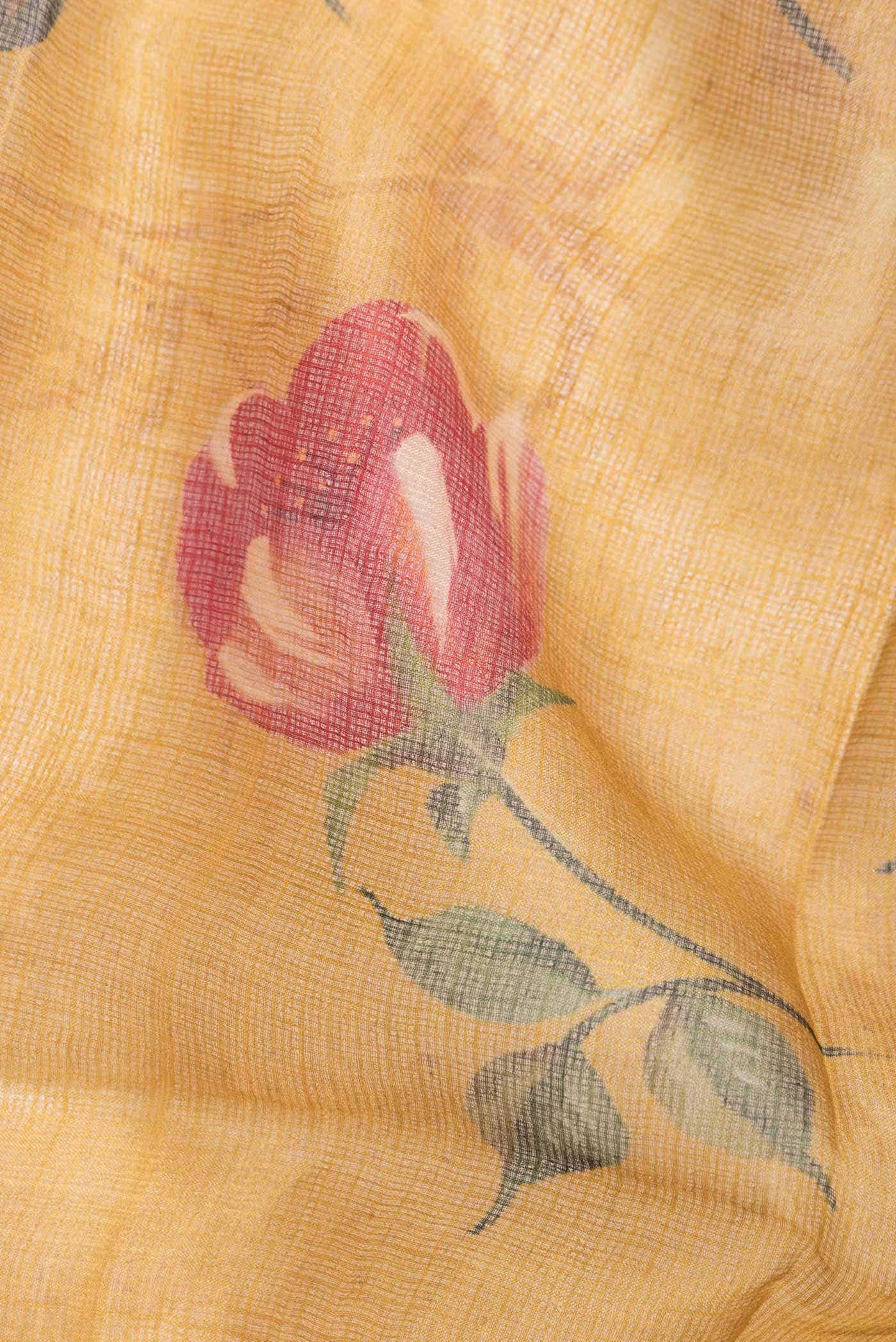 Mustard Tussar Silk Saree - Image 2