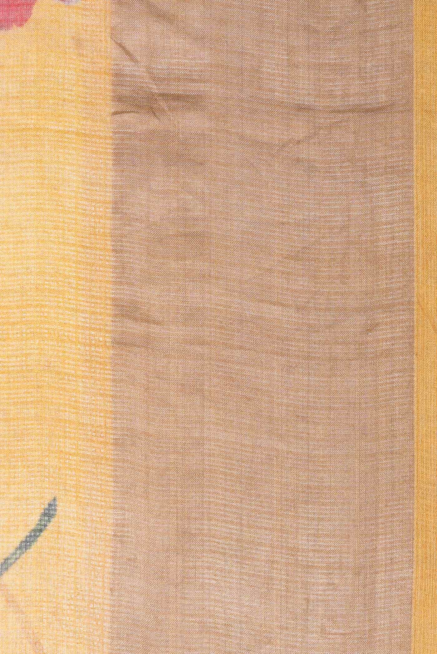 Mustard Tussar Silk Saree - Image 3