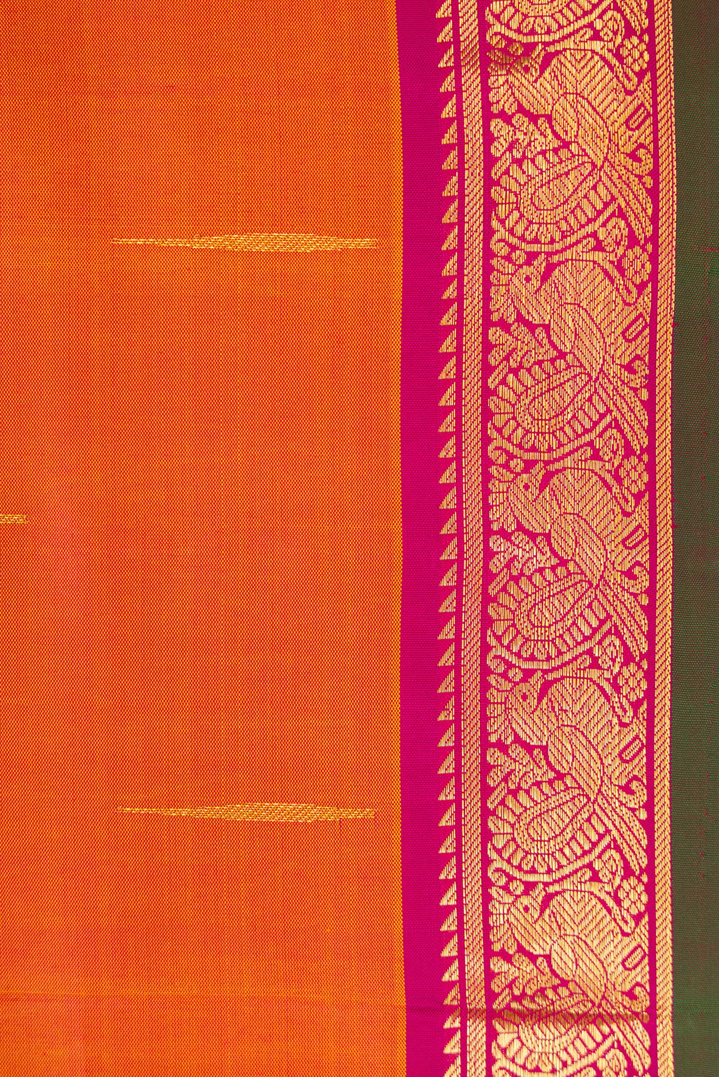 Mustard with Pink Color Kanchipuram Silk Saree - Image 3