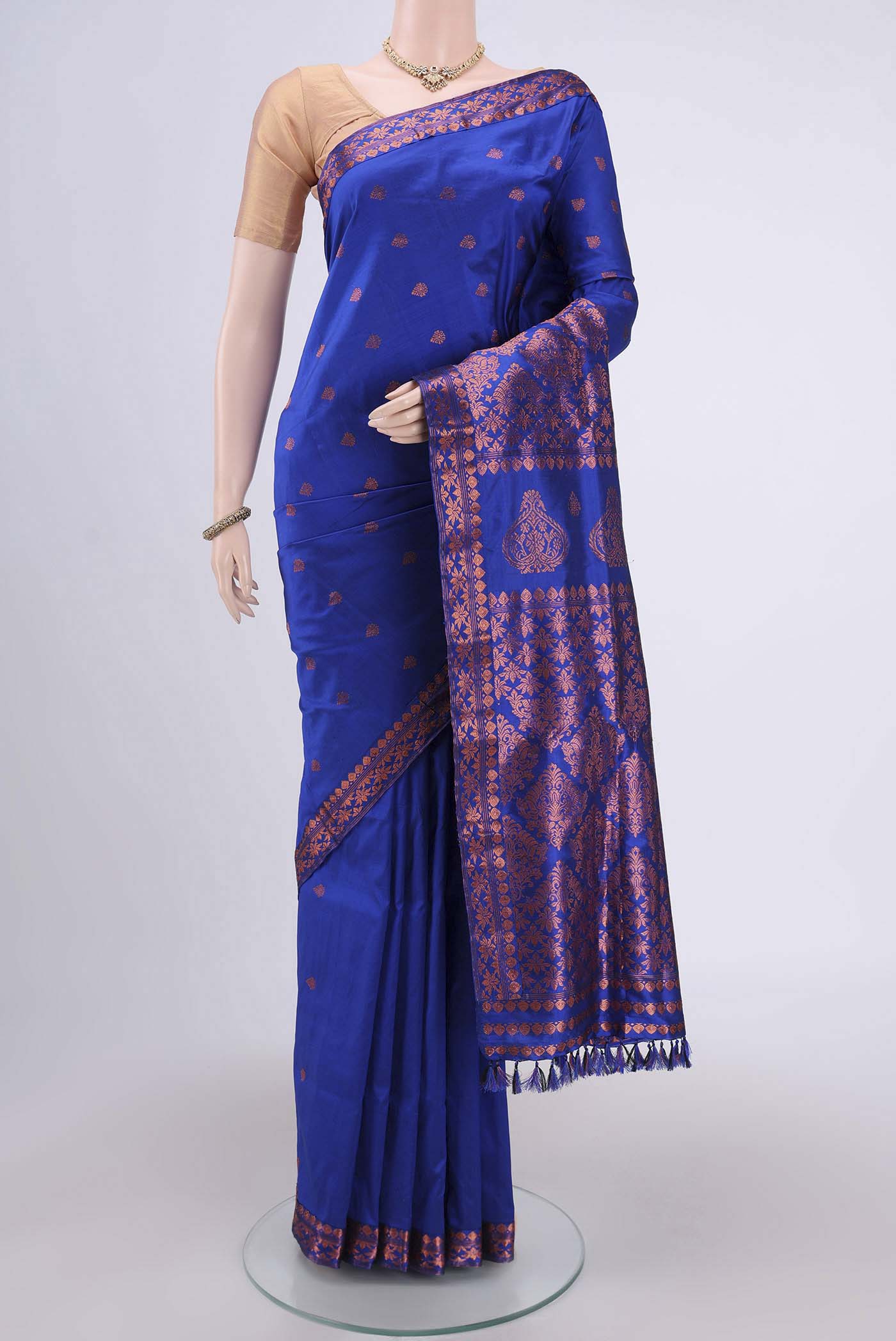 Royal Blue Assam Silk Saree
