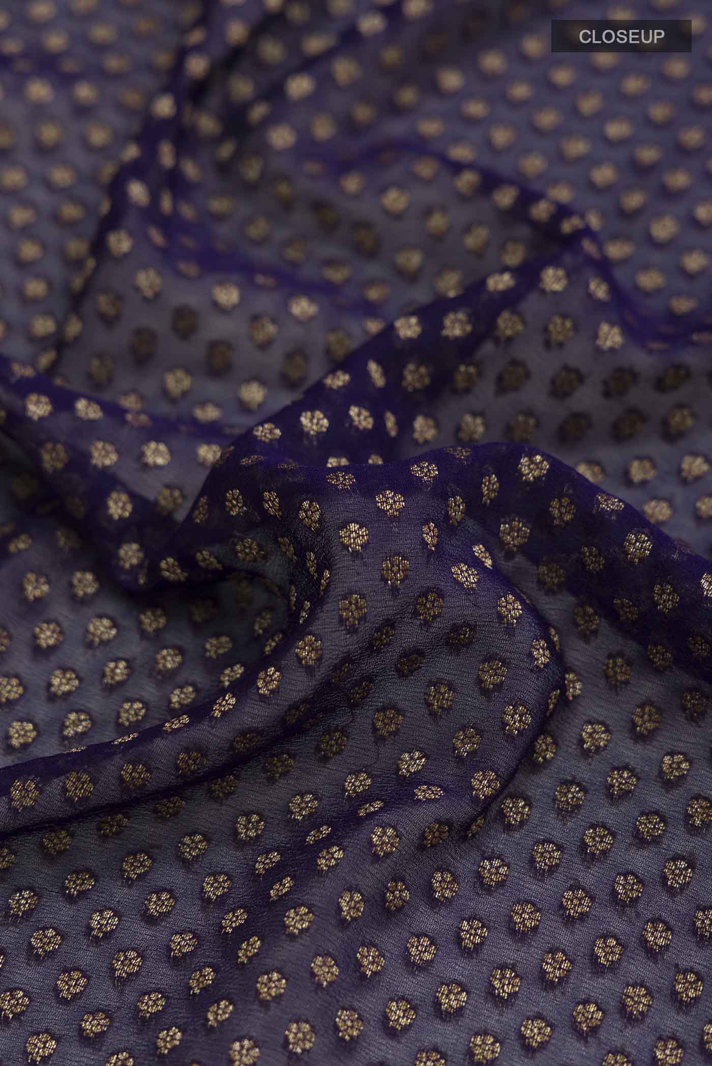Navy Blue Banarasi Georgette Saree - Image 2