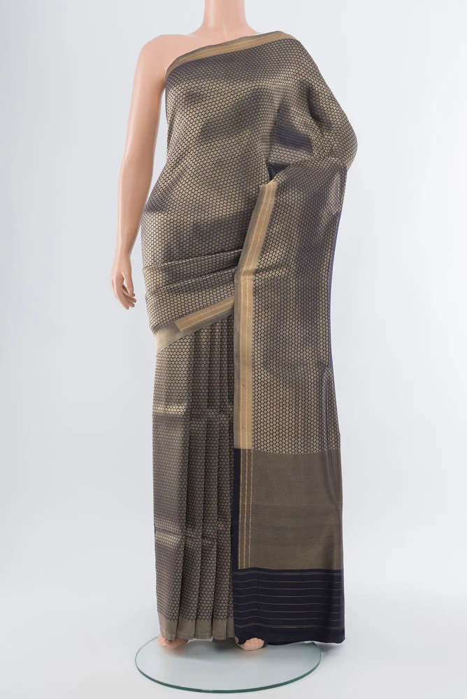Navy Blue Banarasi Silk Saree