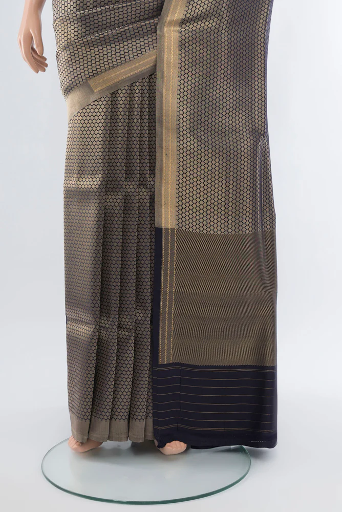 Navy Blue Banarasi Silk Saree - Image 3