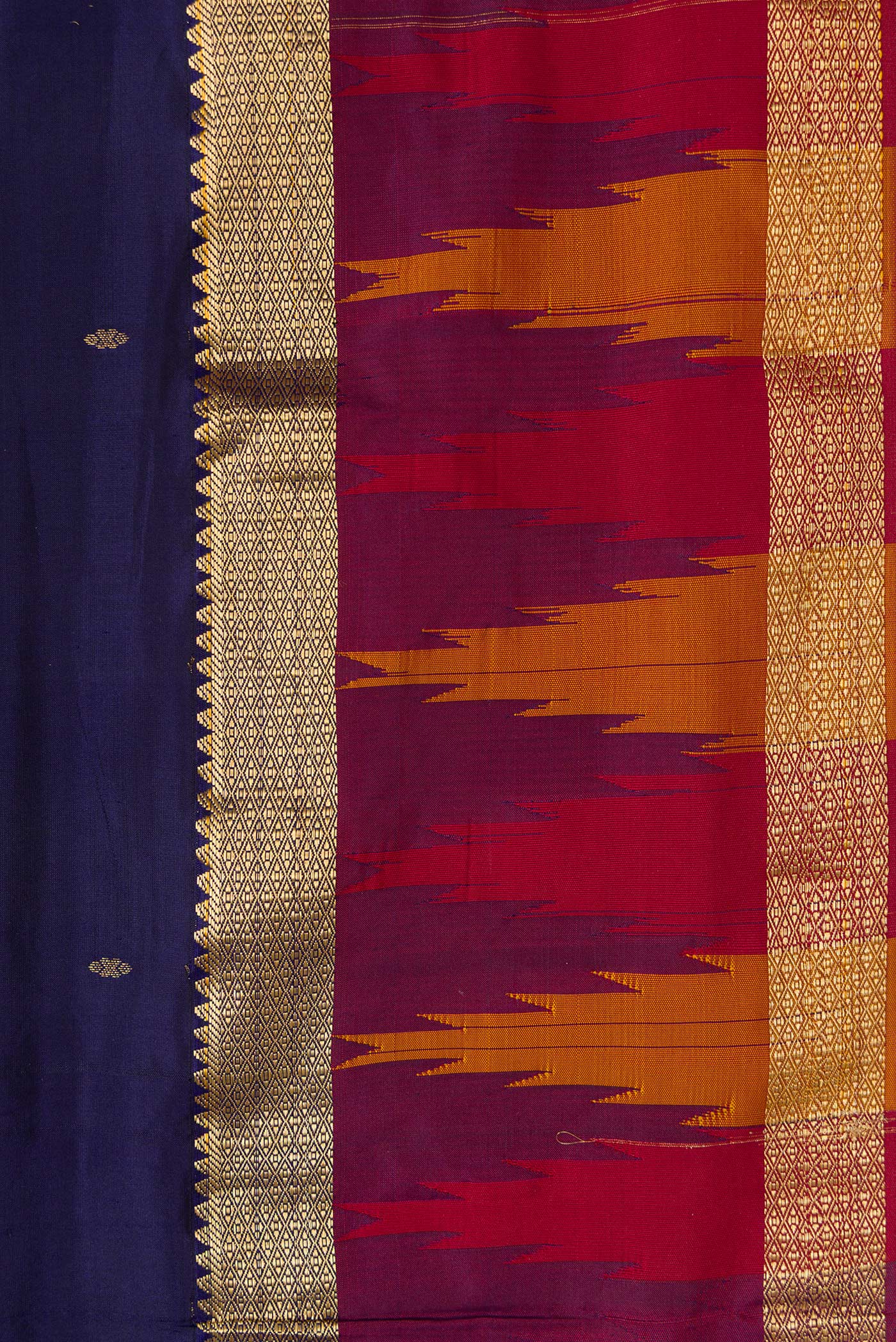 Navy Blue Bangalore Silk Saree - Image 3