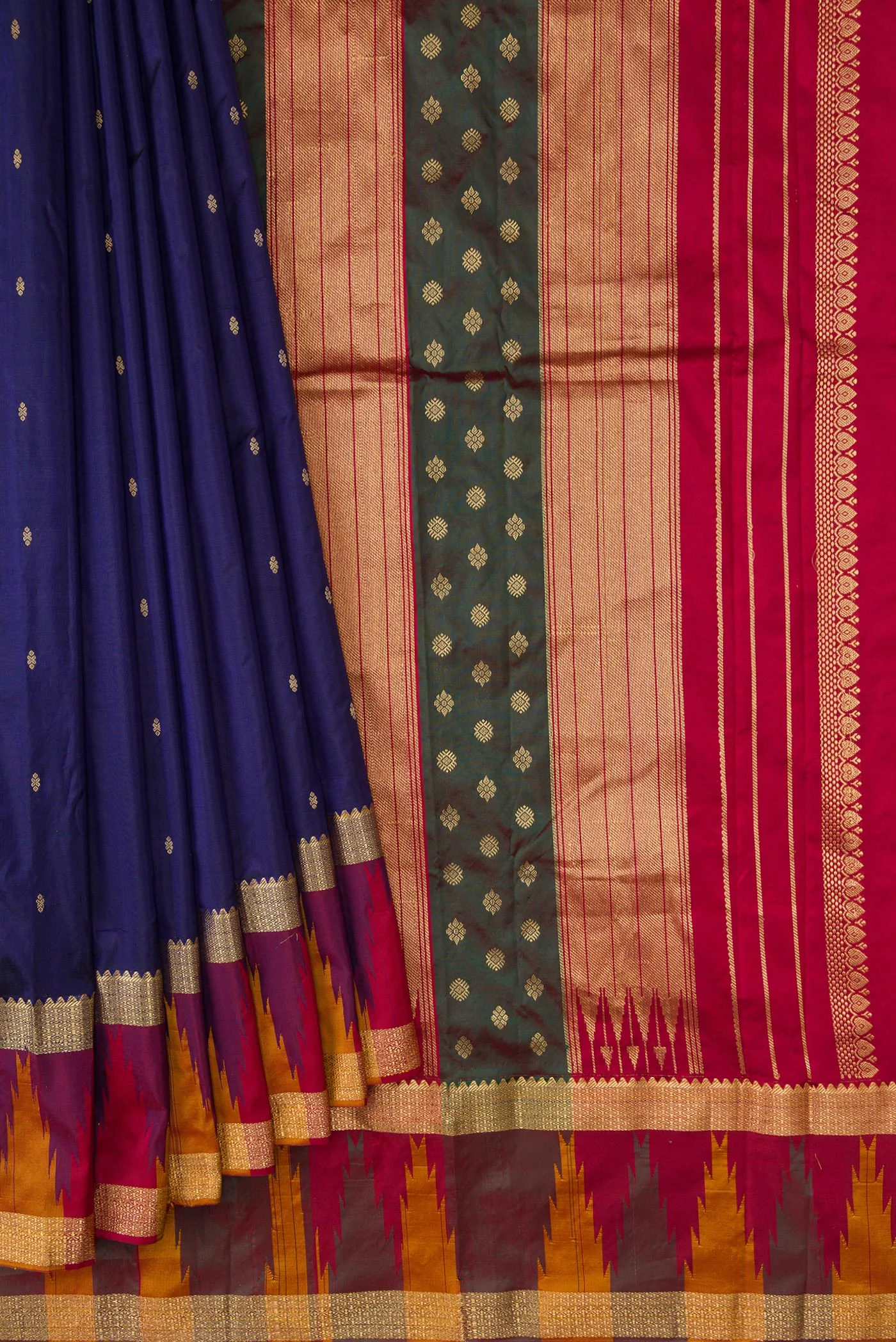 Navy Blue Bangalore Silk Saree - Image 4