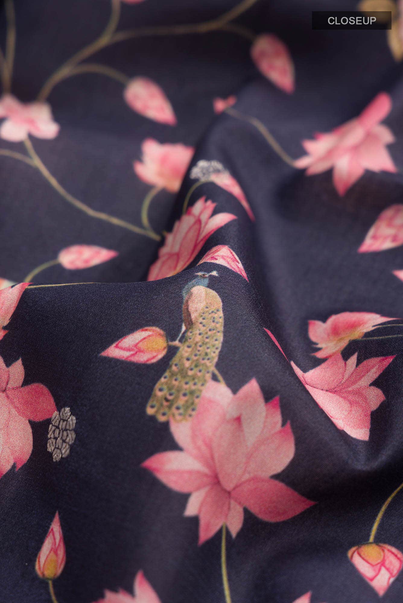 Navy Blue Bhagalpuri Tussar Silk Saree - Image 3