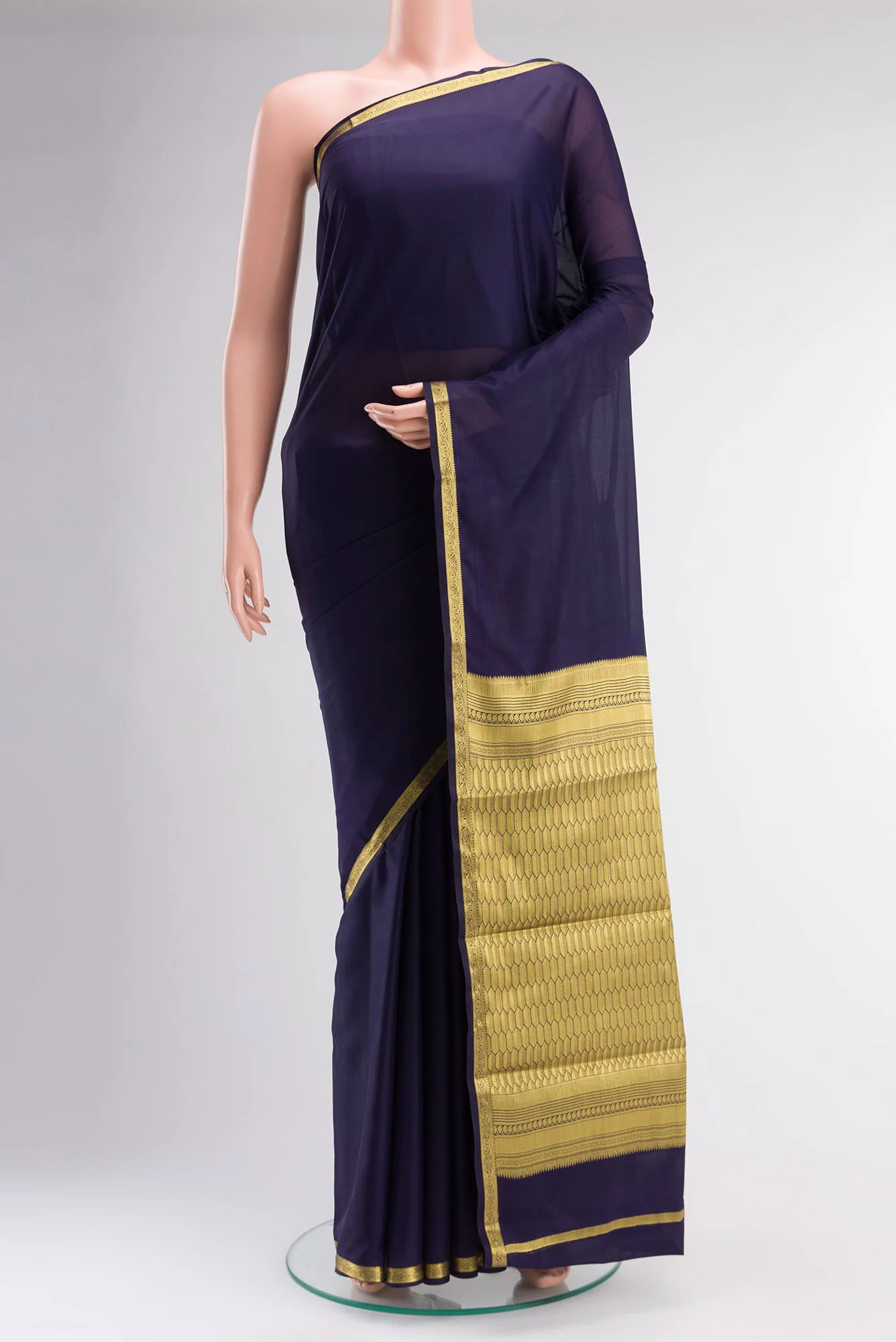 Navy Blue Blended Crepe Saree