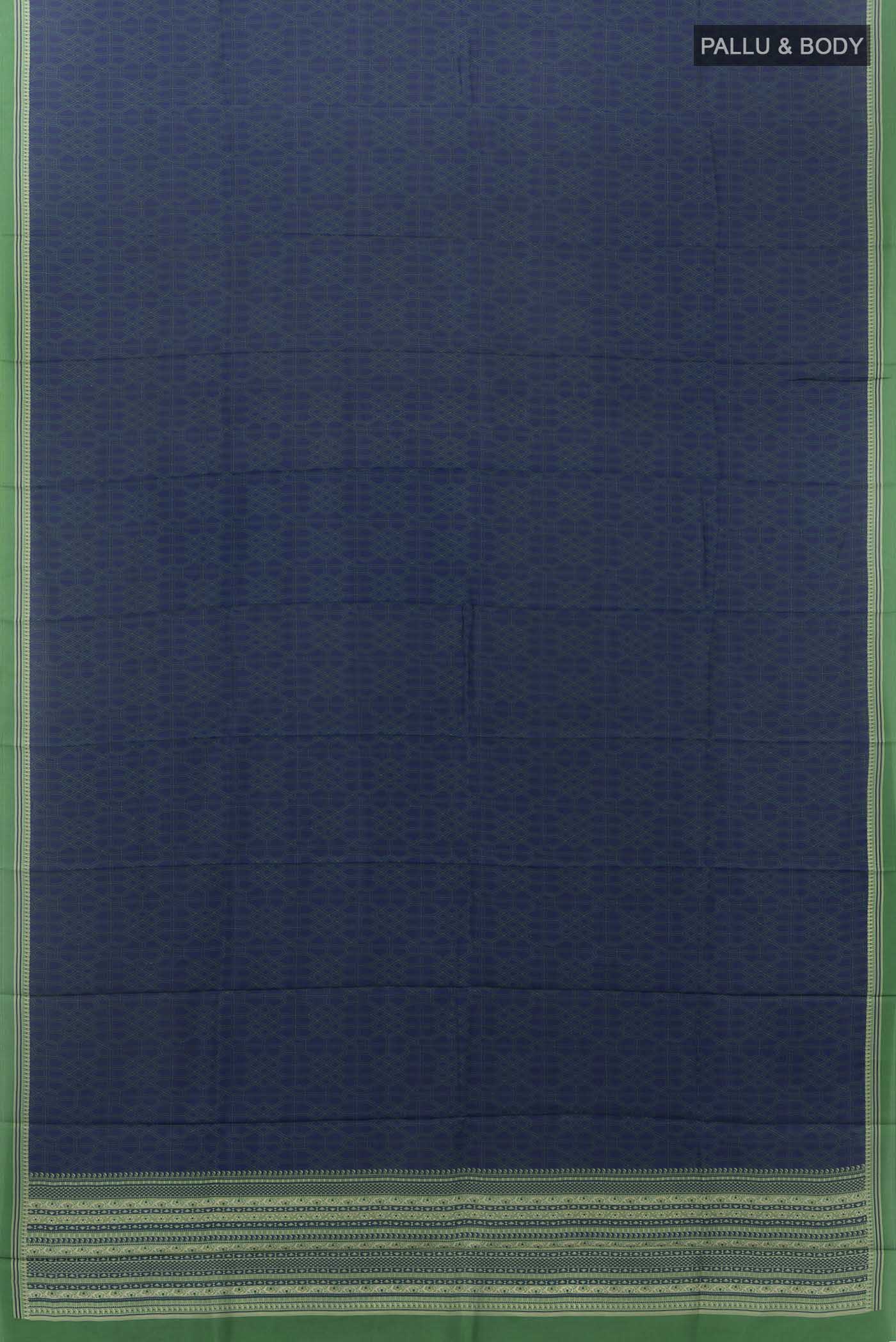 Navy Blue Blended Printed Silk Saree - Image 5