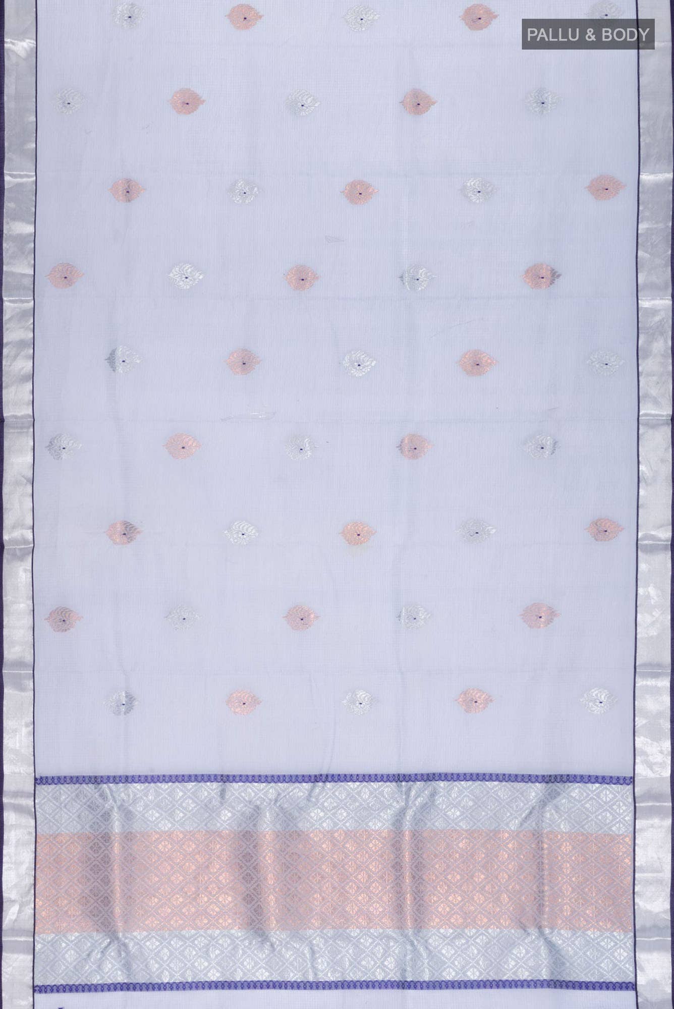 Pure Silk Pure Zari Blue Kota Saree - Image 4