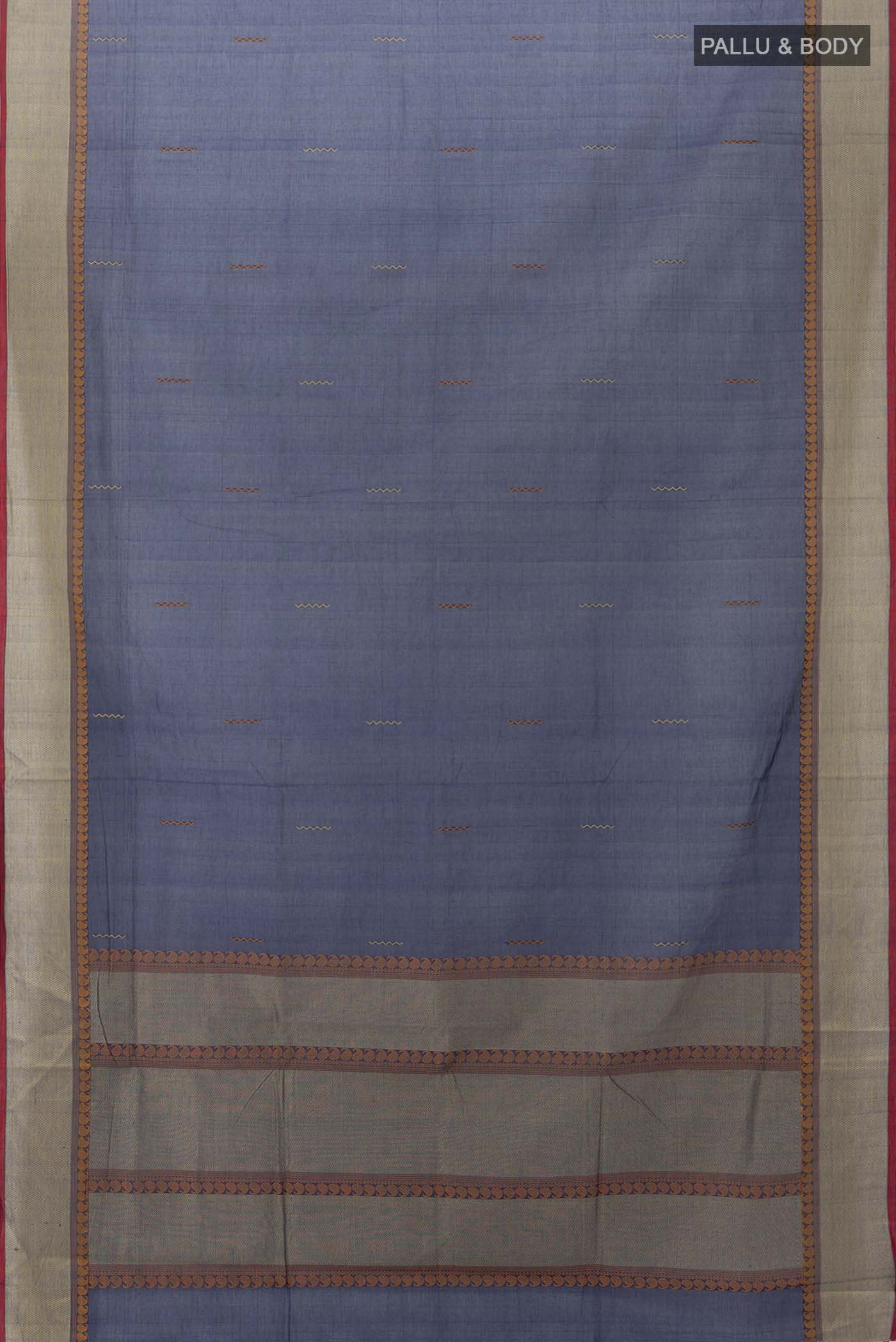 Navy Blue Coimbatore Cotton Saree - Image 5