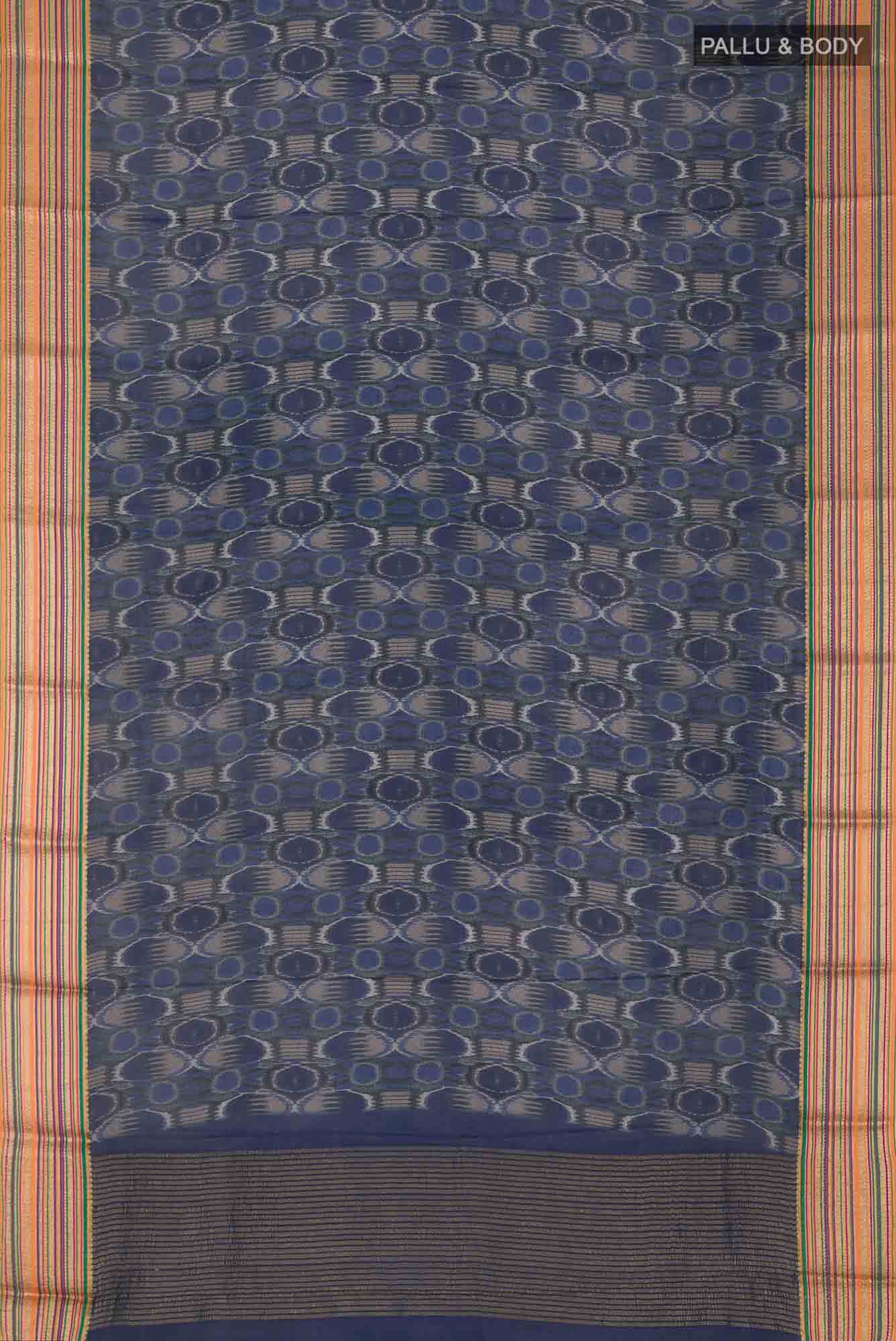 Navy Blue Crepe Saree - Image 4