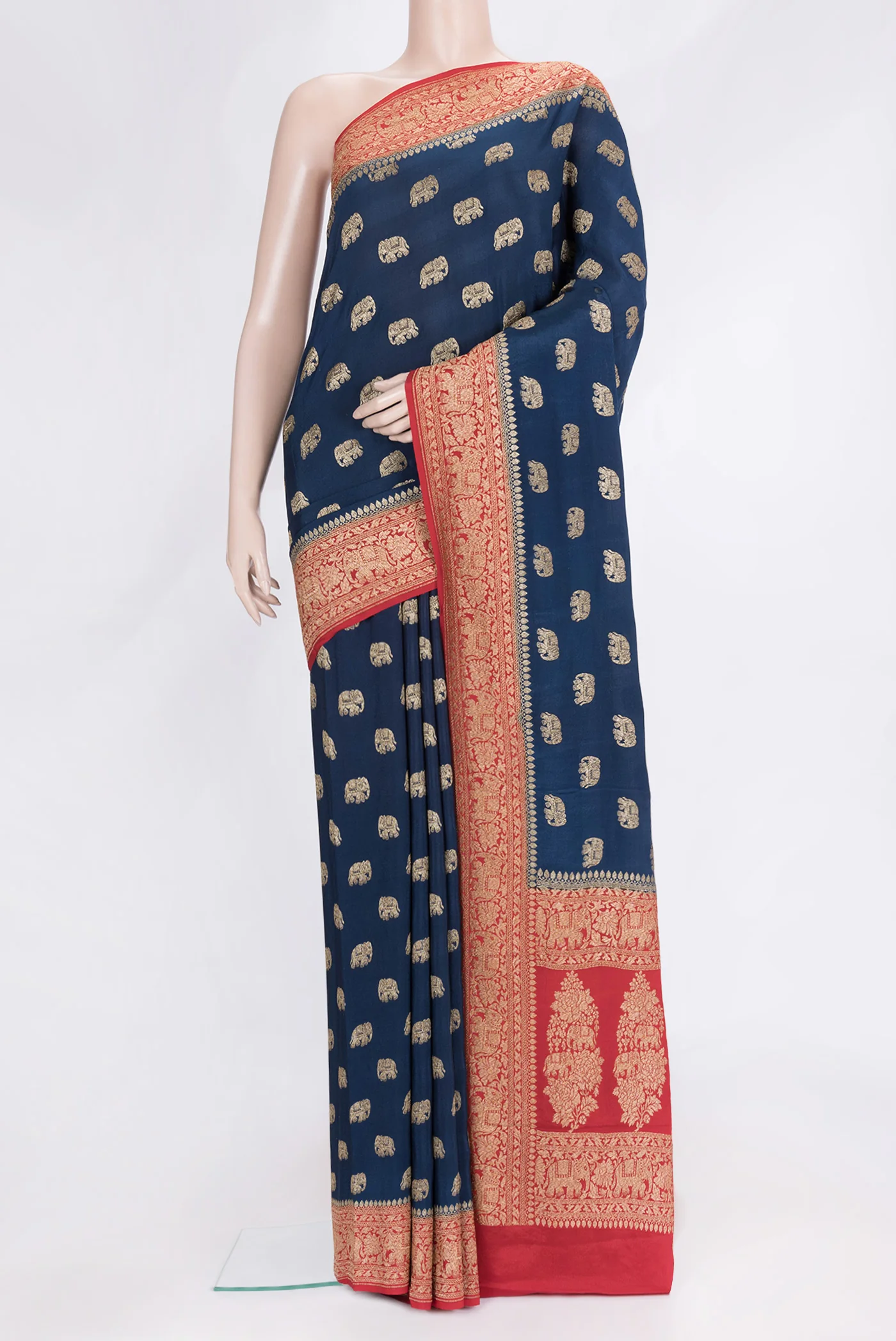 Navy Blue Banarasi Georgette Saree