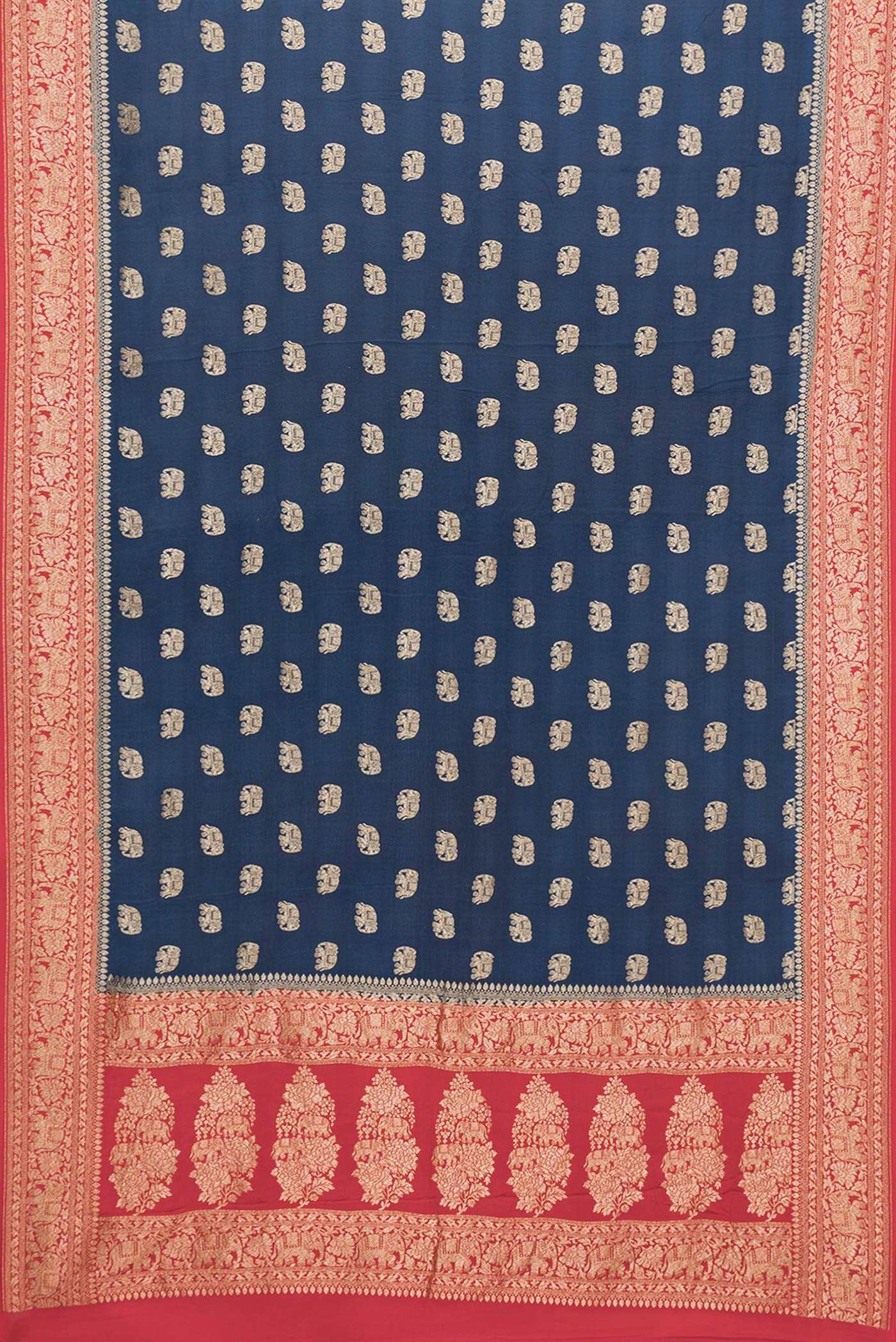 Navy Blue Banarasi Georgette Saree - Image 6