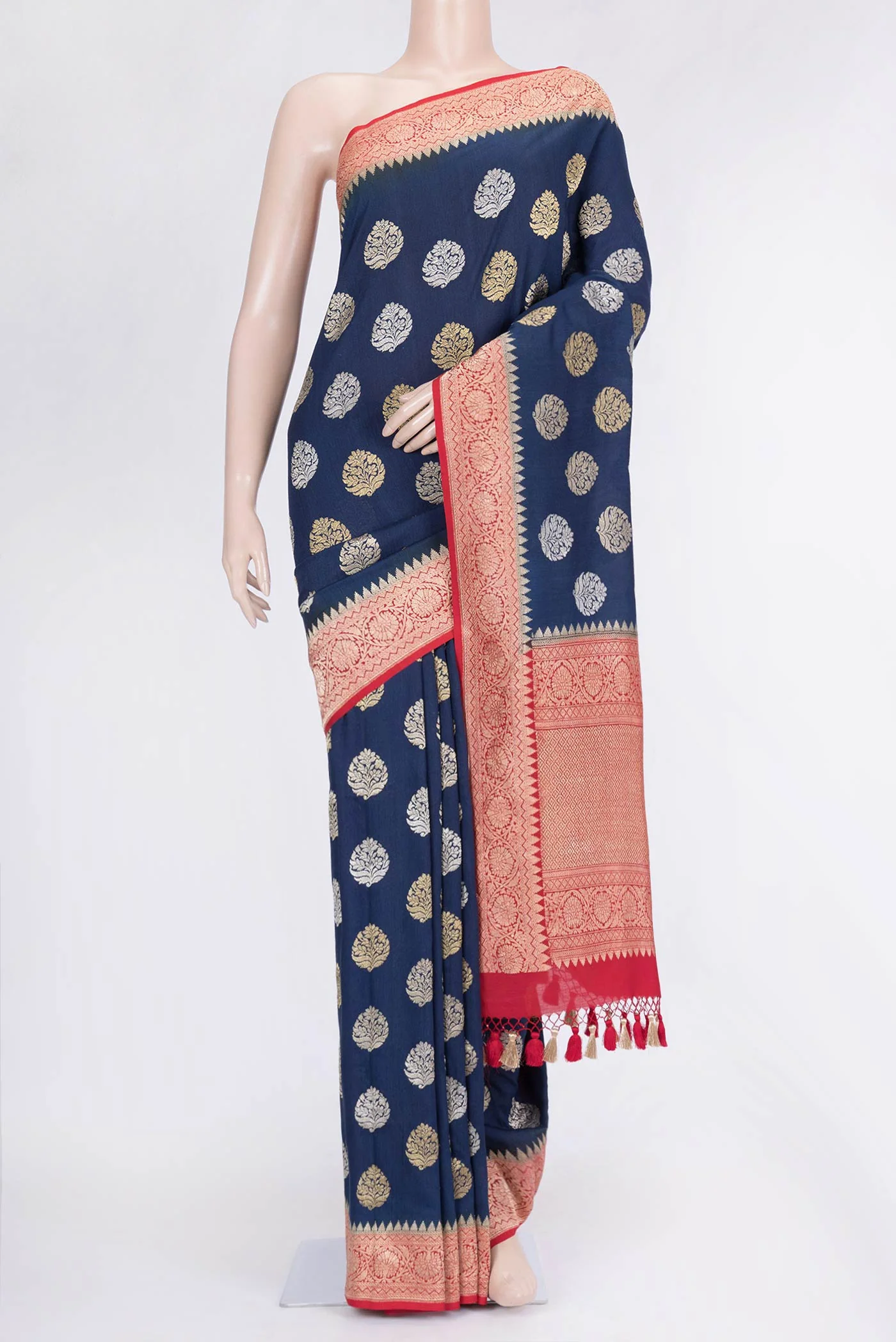 Navy Blue Banarasi Tussar Georgette Saree