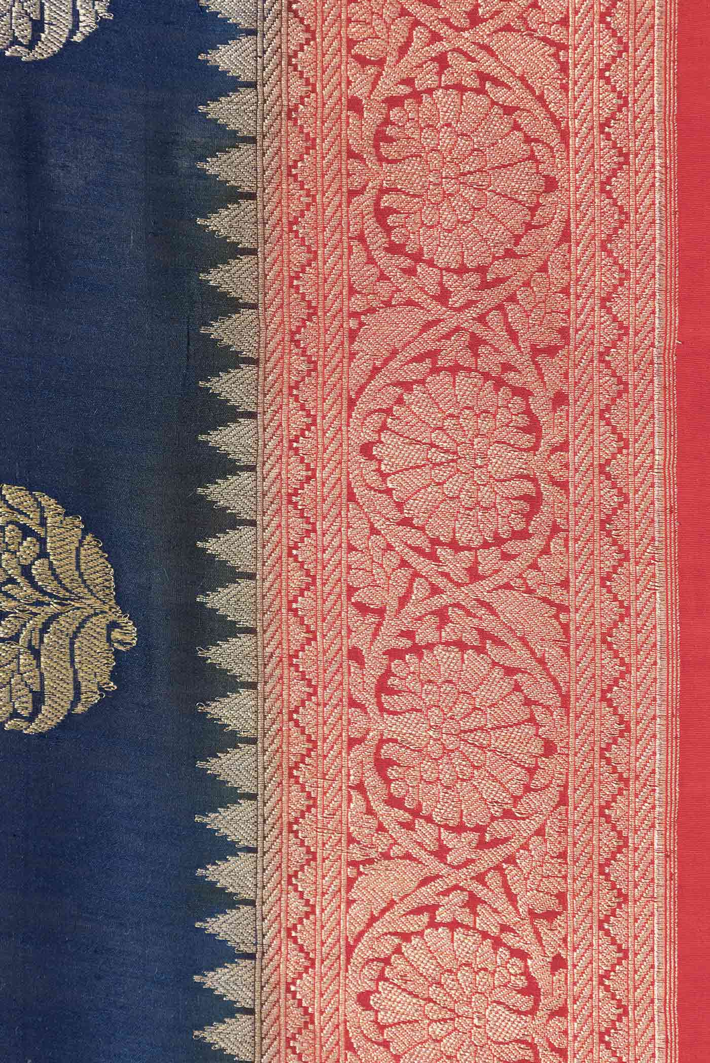 Navy Blue Banarasi Tussar Georgette Saree - Image 3