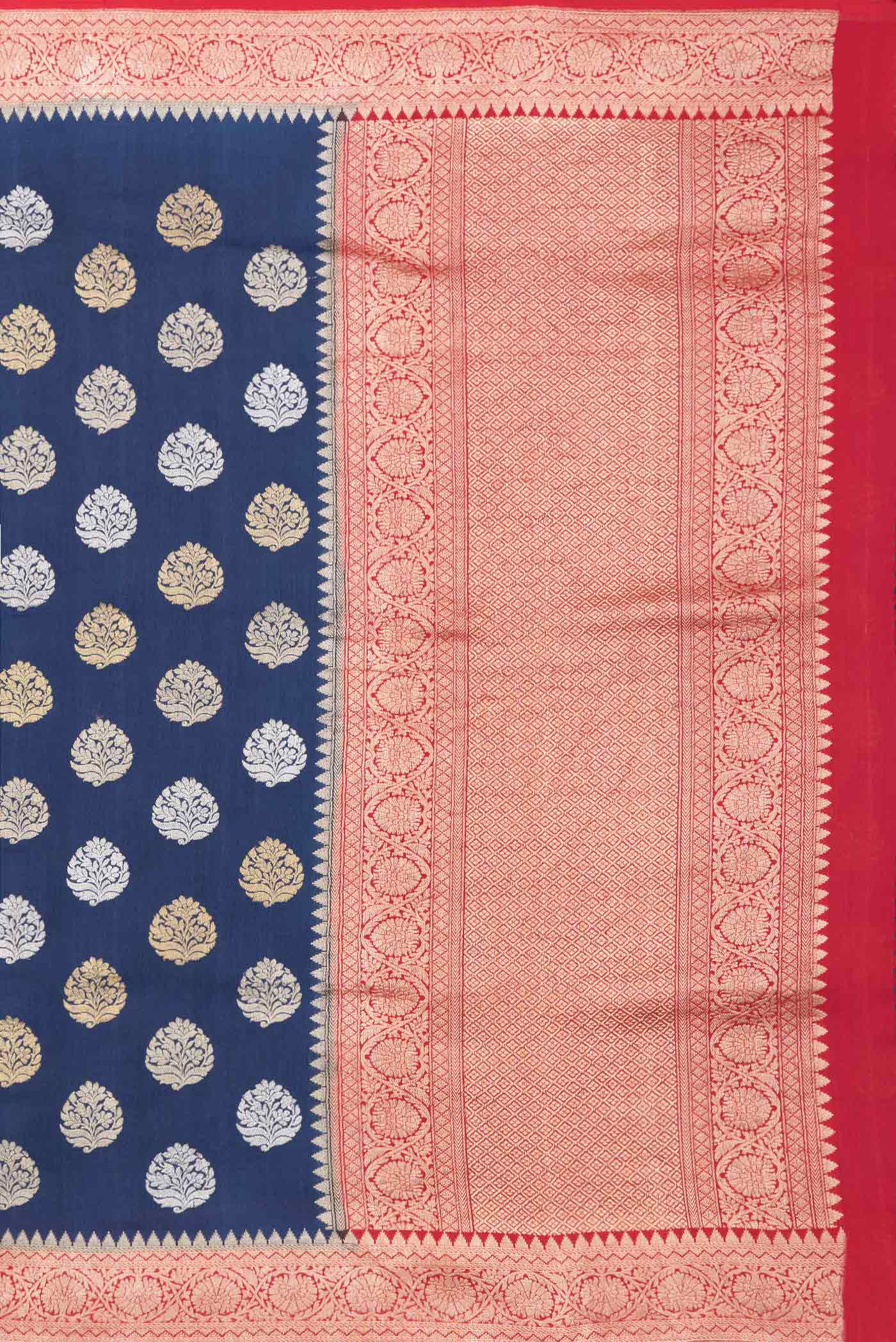 Navy Blue Banarasi Tussar Georgette Saree - Image 5