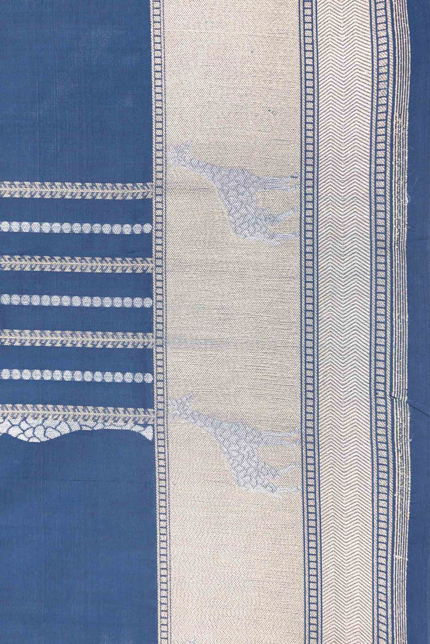 Blue Banarasi Silk Saree - Image 3