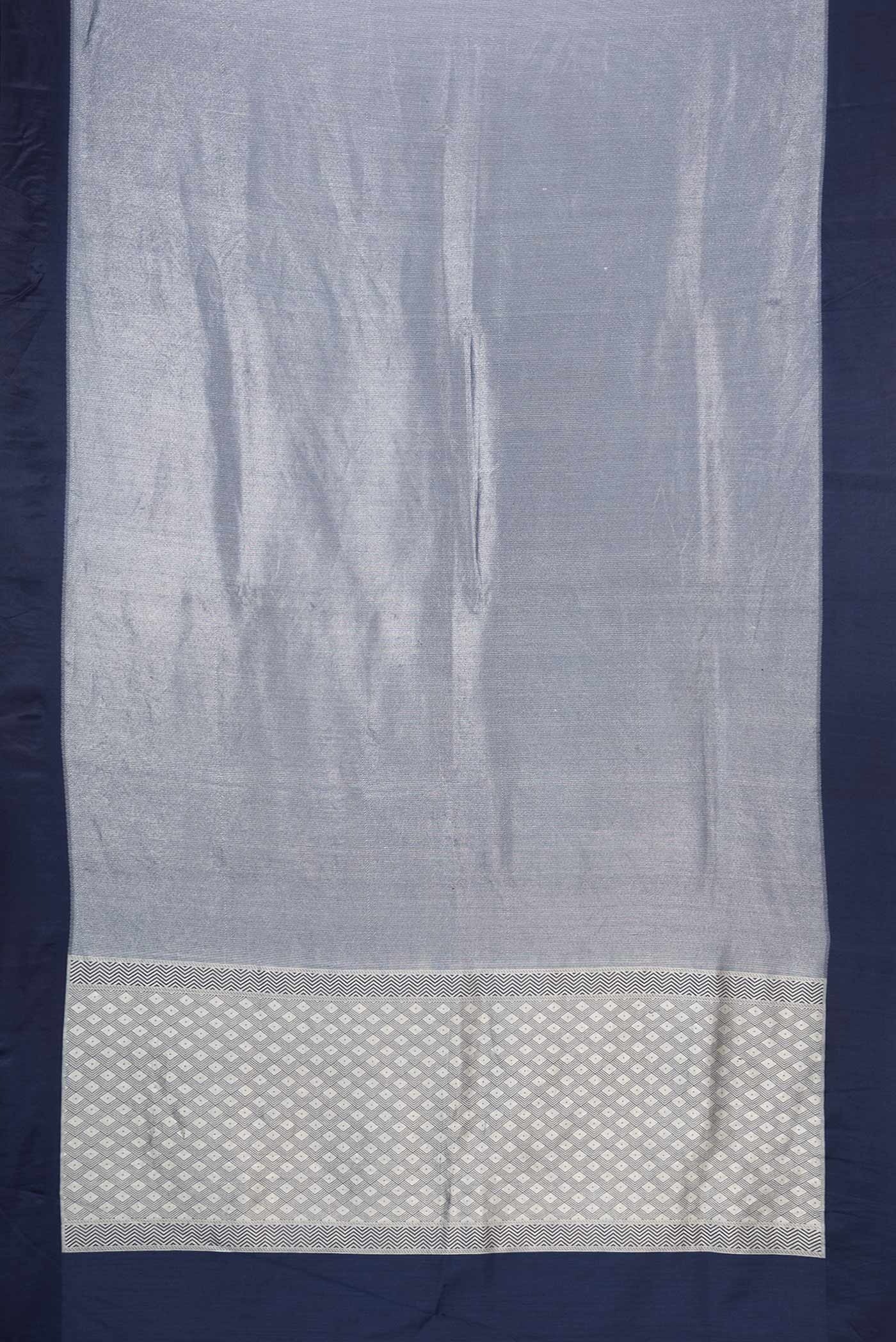 Navy Blue Dual Tone Banarasi Silk Saree - Image 6