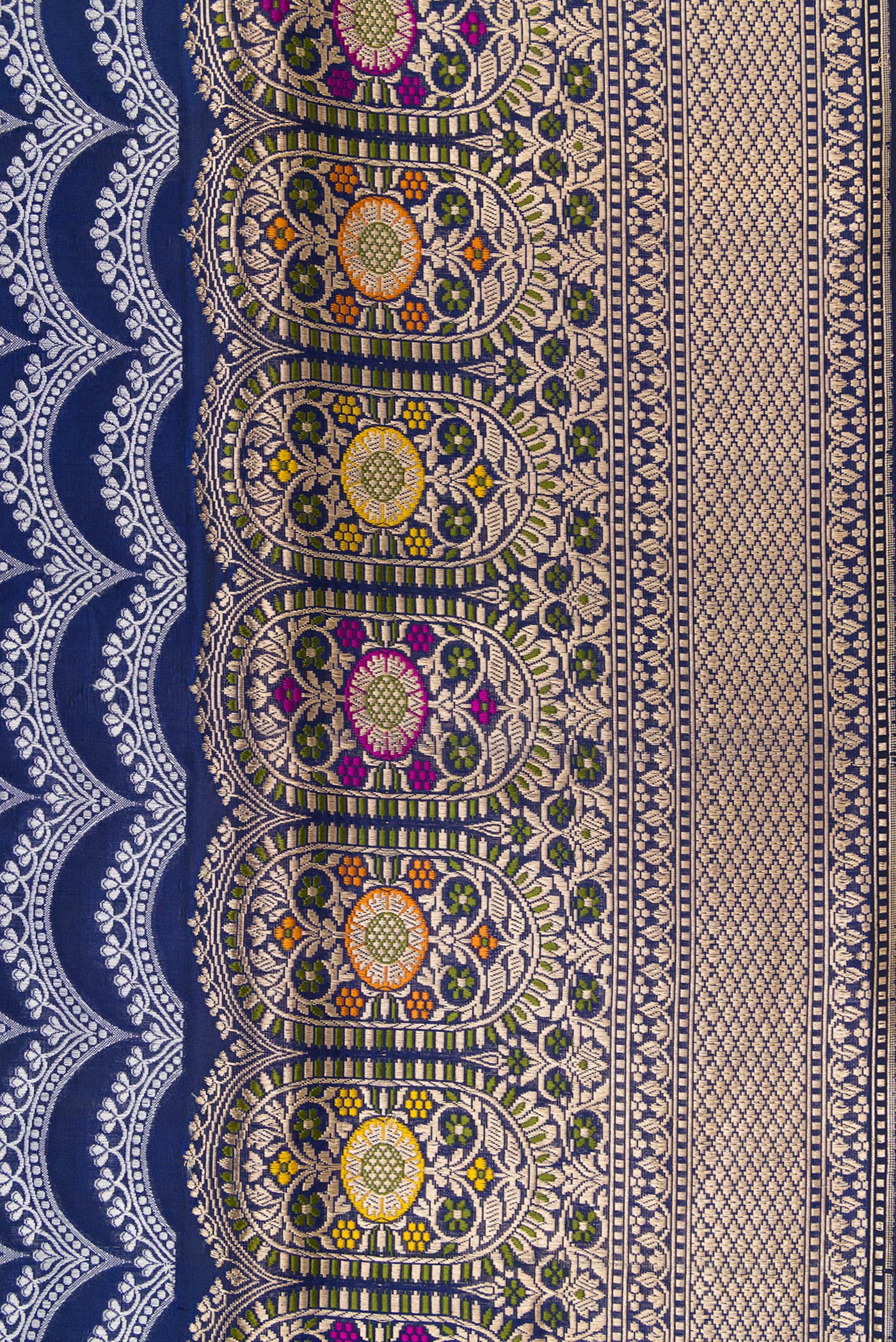 Blue Dual Tone Banarasi Silk Saree - Image 4