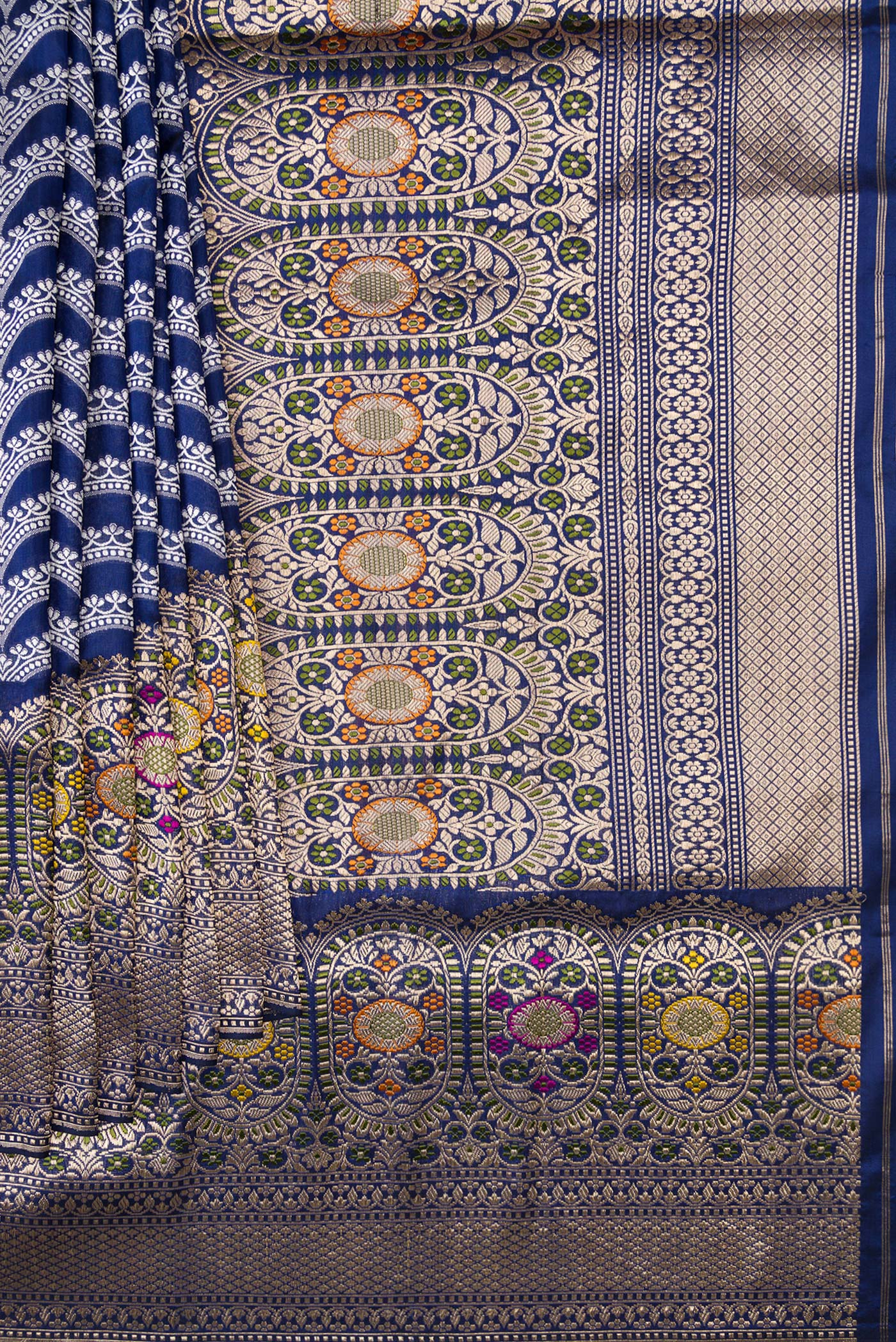 Blue Dual Tone Banarasi Silk Saree - Image 5