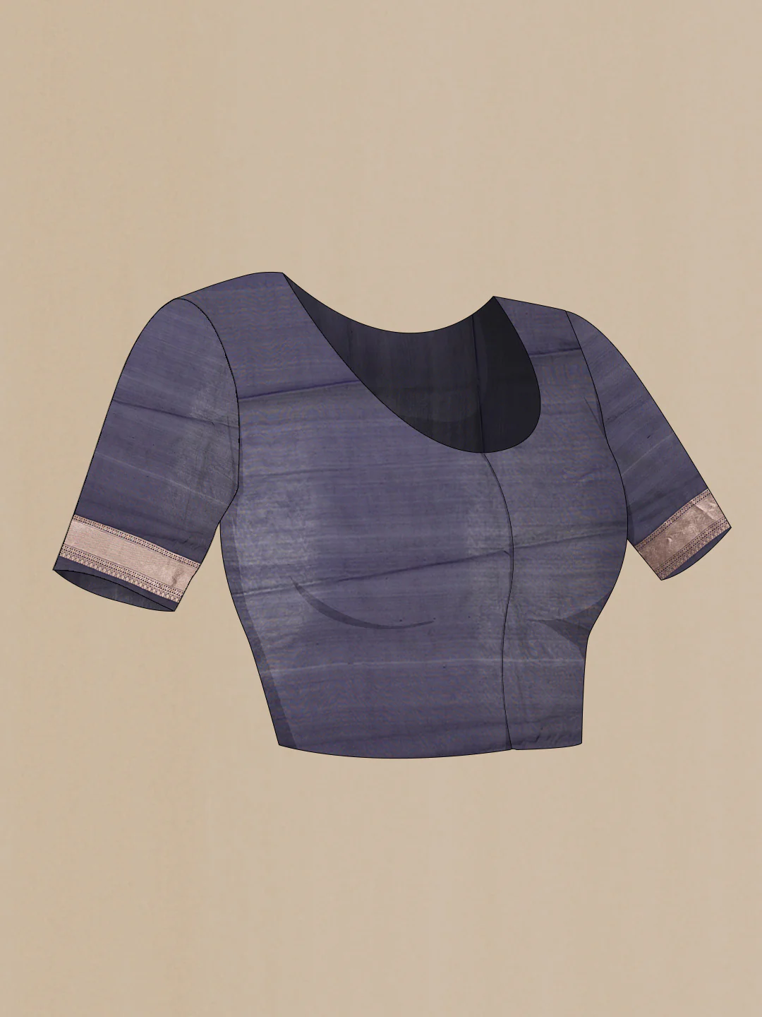 Navy Blue Dual Tone Banarasi Silk Saree - Image 5