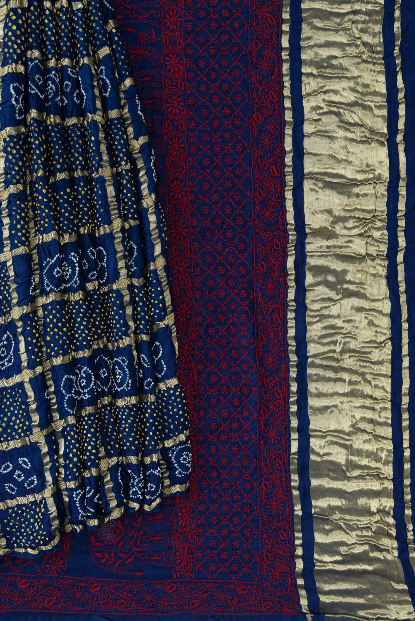 Blue Bandhani Silk Saree - Image 3